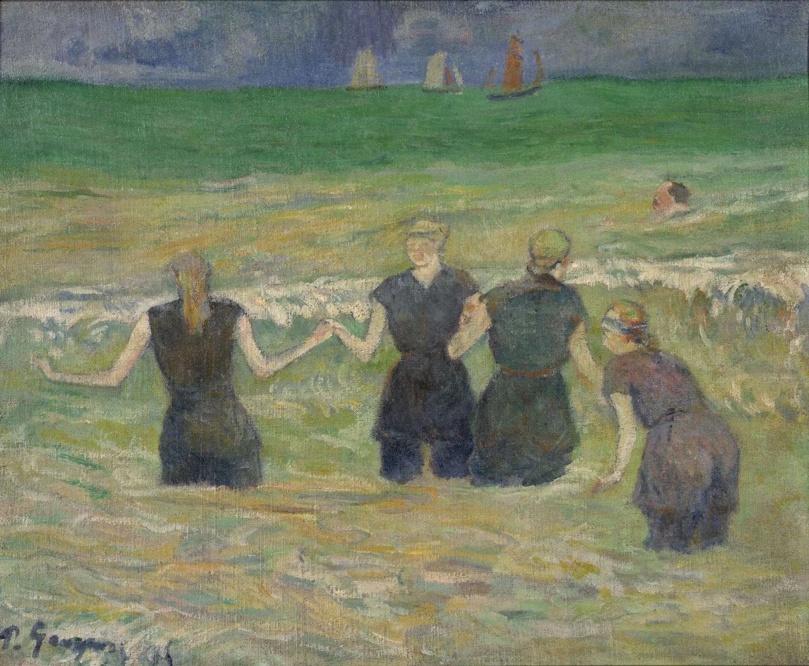 Women Bathing Wall Art by Paul Gauguin - Canvas Print