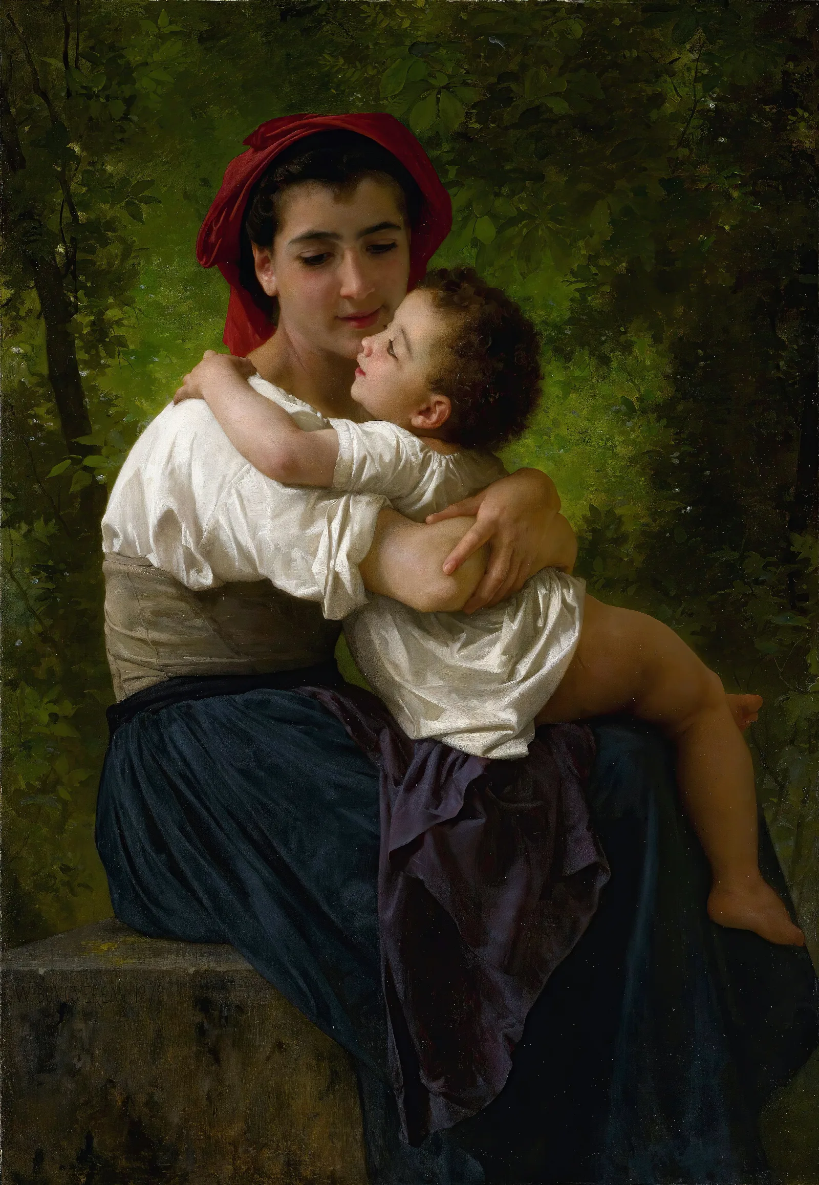 Le Petit Calin Wall Art by William Bouguereau - Canvas Print