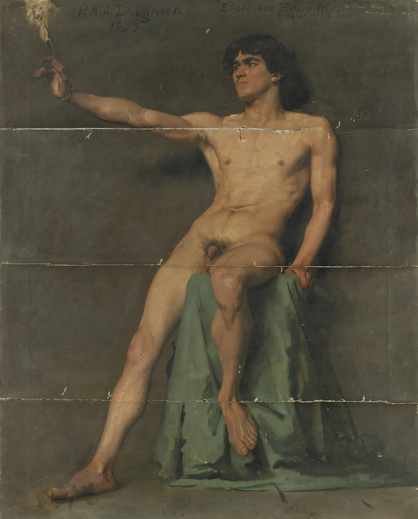 Male Nude Study 4 Wall Art by Pascal-Adolphe-Jean Dagnan-Bouveret - Canvas Print