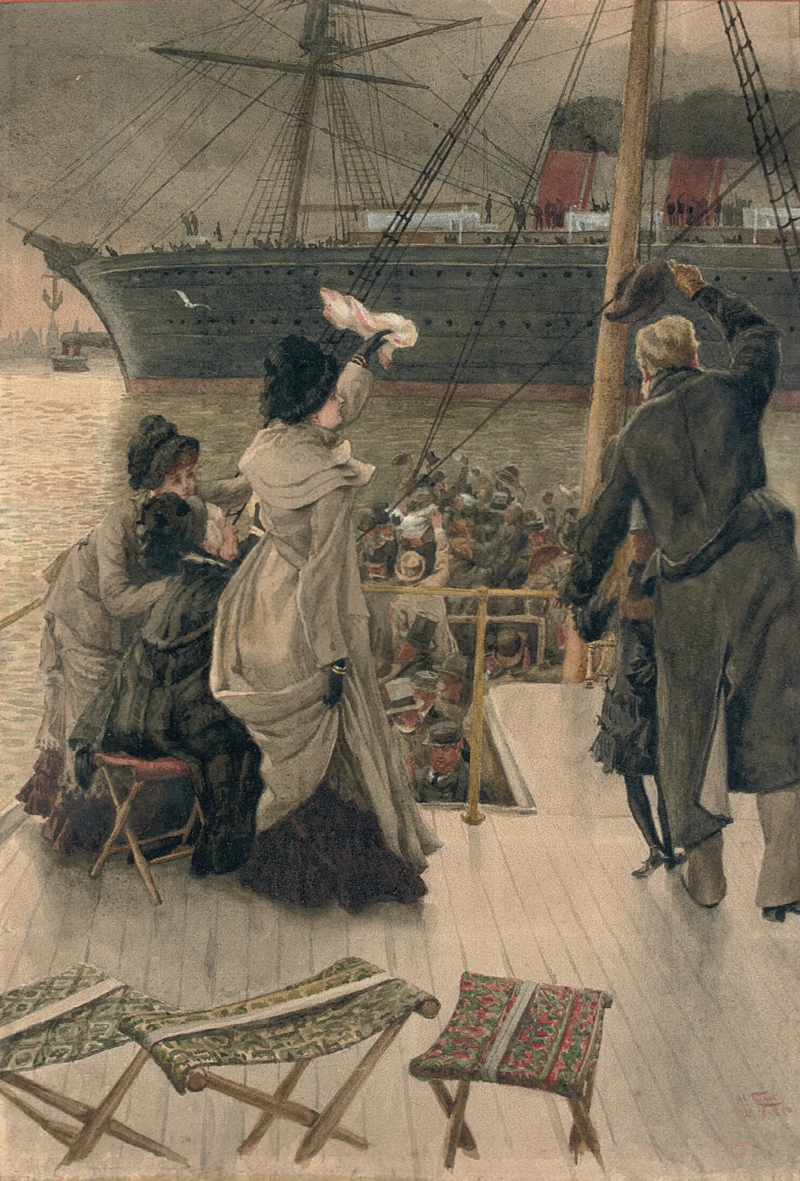 Goodbye On The Mersey 2 Wall Art by James Tissot - Canvas Print