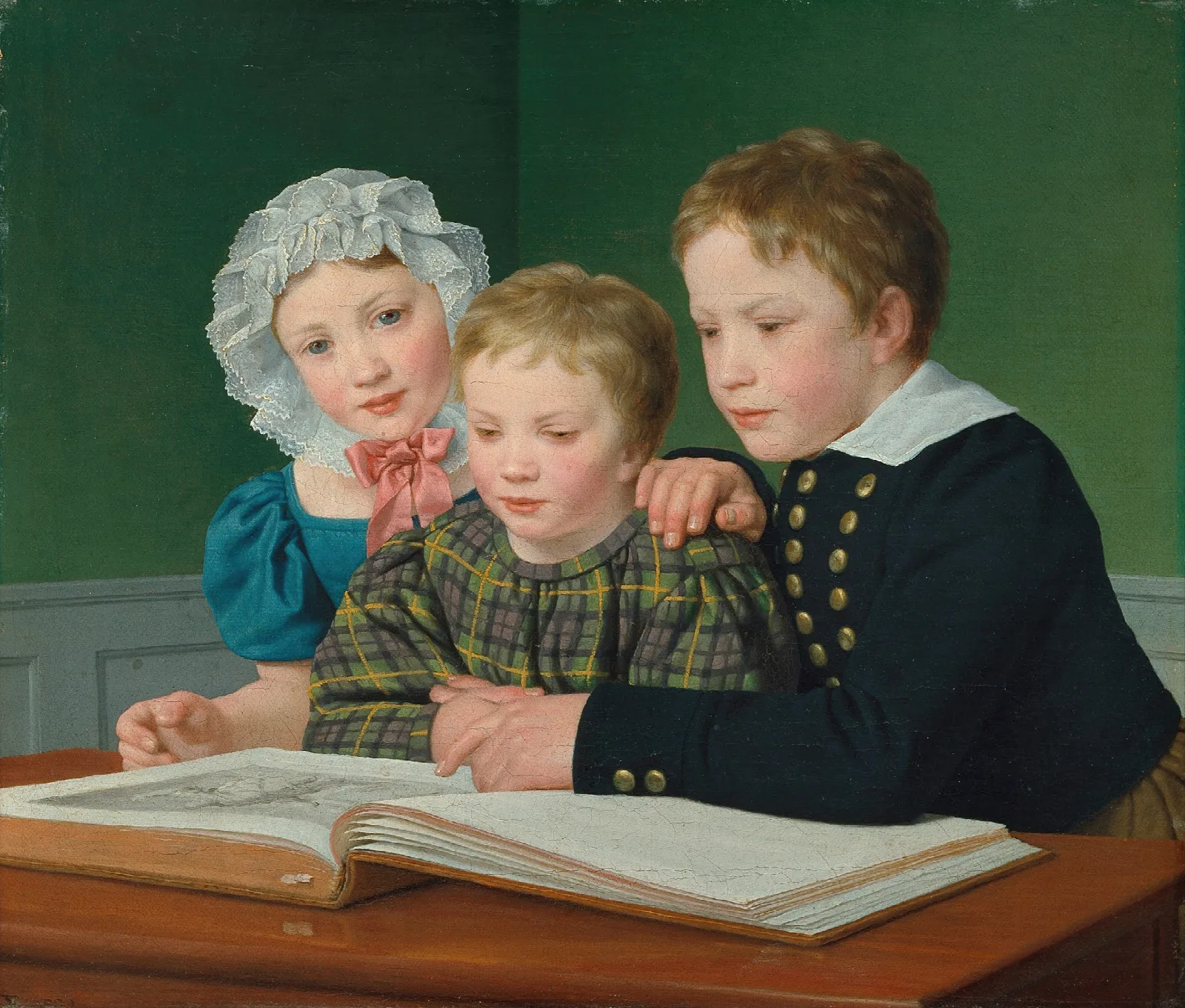 Portrait Of C F Holms Children Adam Vilhelm Pauline Frederikke And Johan Chr Julius Wall Art by Christoffer Wilhelm Eckersberg - Canvas Print