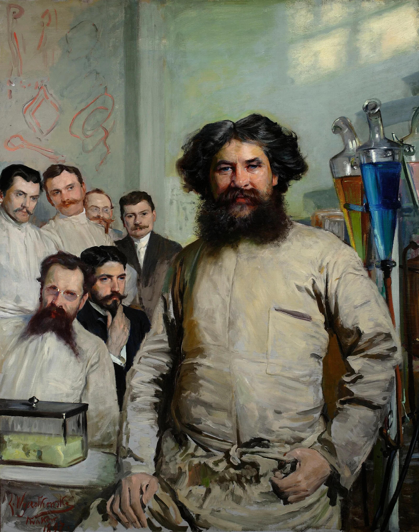 Portrait Of Dr Ludwik Rydygier With Assistants Wall Art by Leon Wyczółkowski - Canvas Print