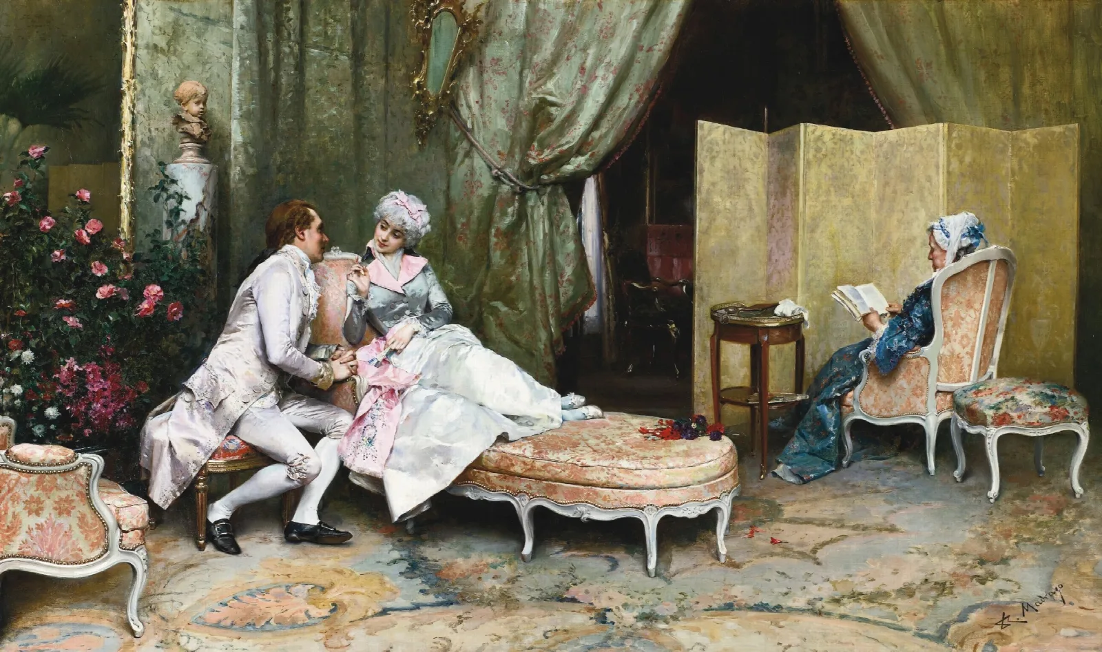 Flirtation 10 Wall Art by Raimundo de Madrazo y Garreta - Canvas Print
