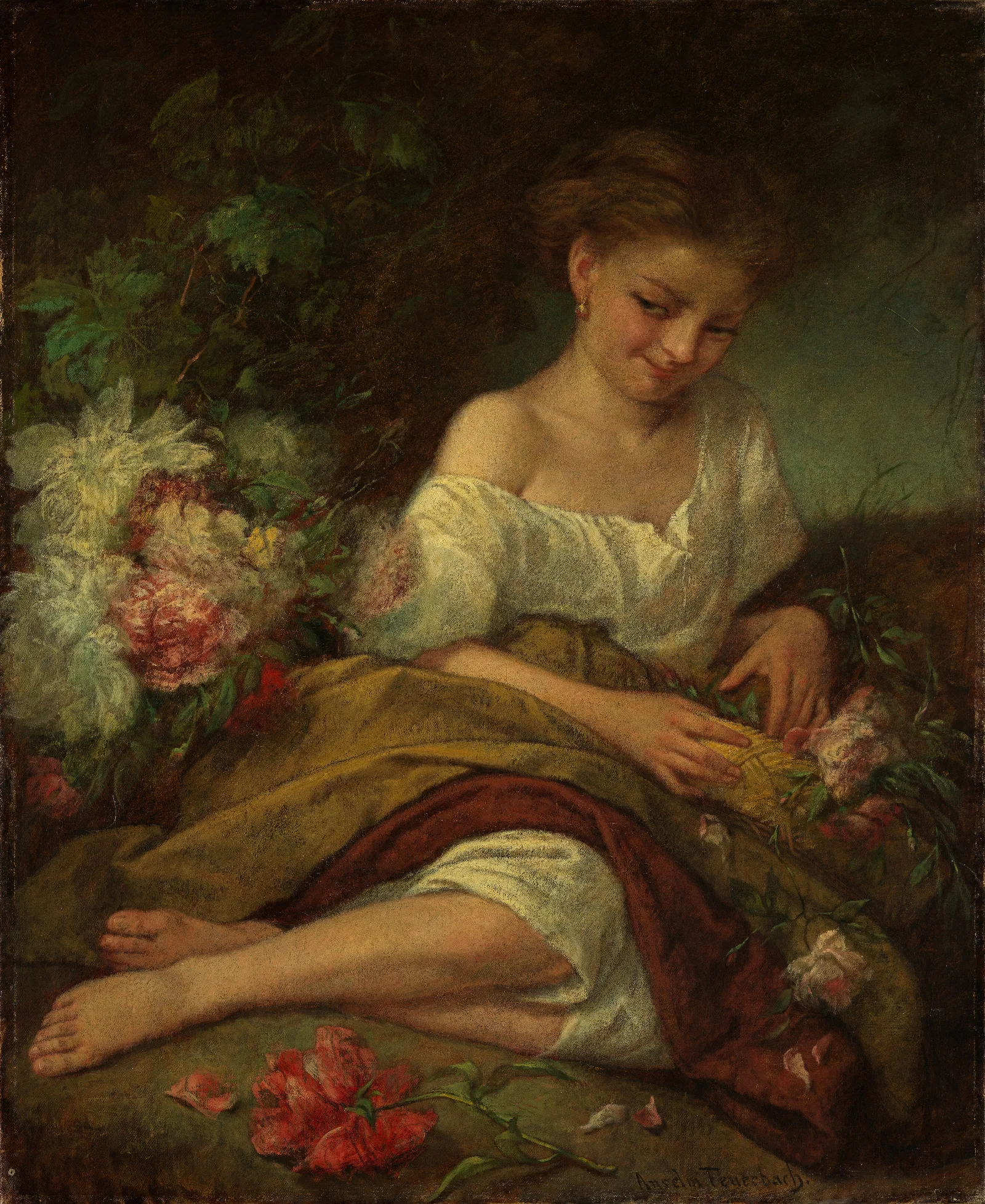 Blumenmadchen Wall Art by Anselm Feuerbach - Canvas Print