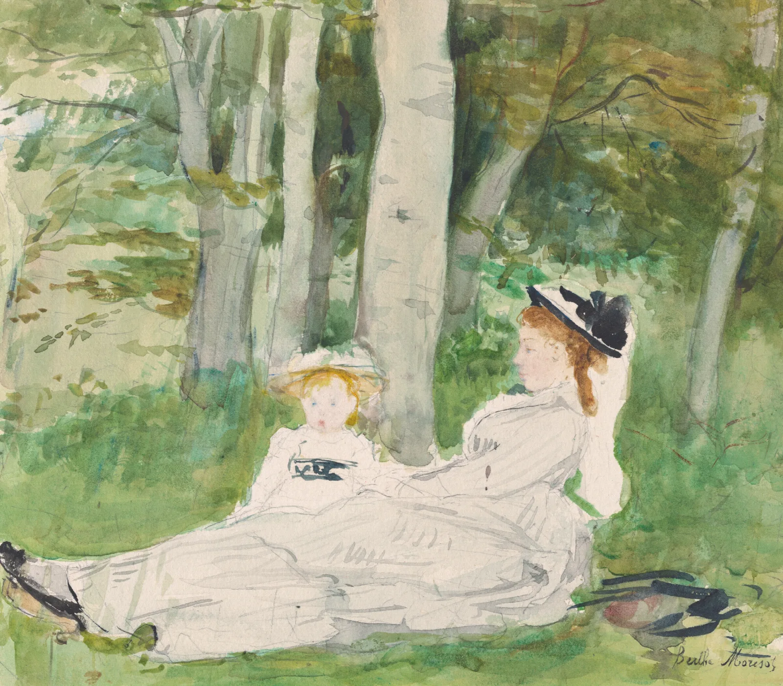 At The Edge Of The Forest Edma And Jeanne Wall Art by Berthe Morisot - Canvas Print