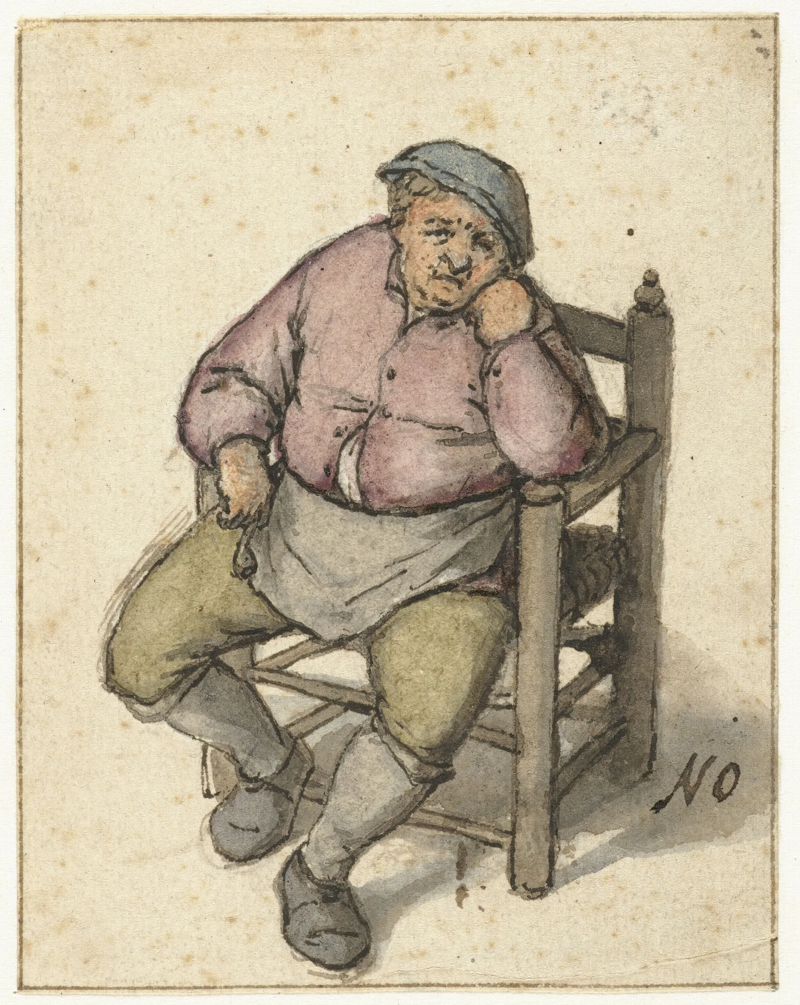 Seated Man With A Pipe Wall Art by Adriaen van Ostade - Canvas Print