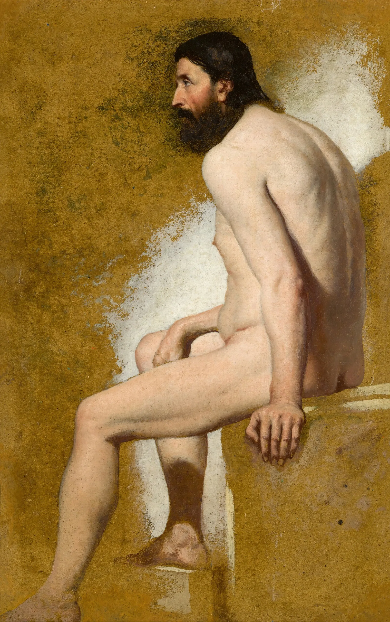 Study Of A Bearded Male Nude Wall Art by William Etty - Canvas Print