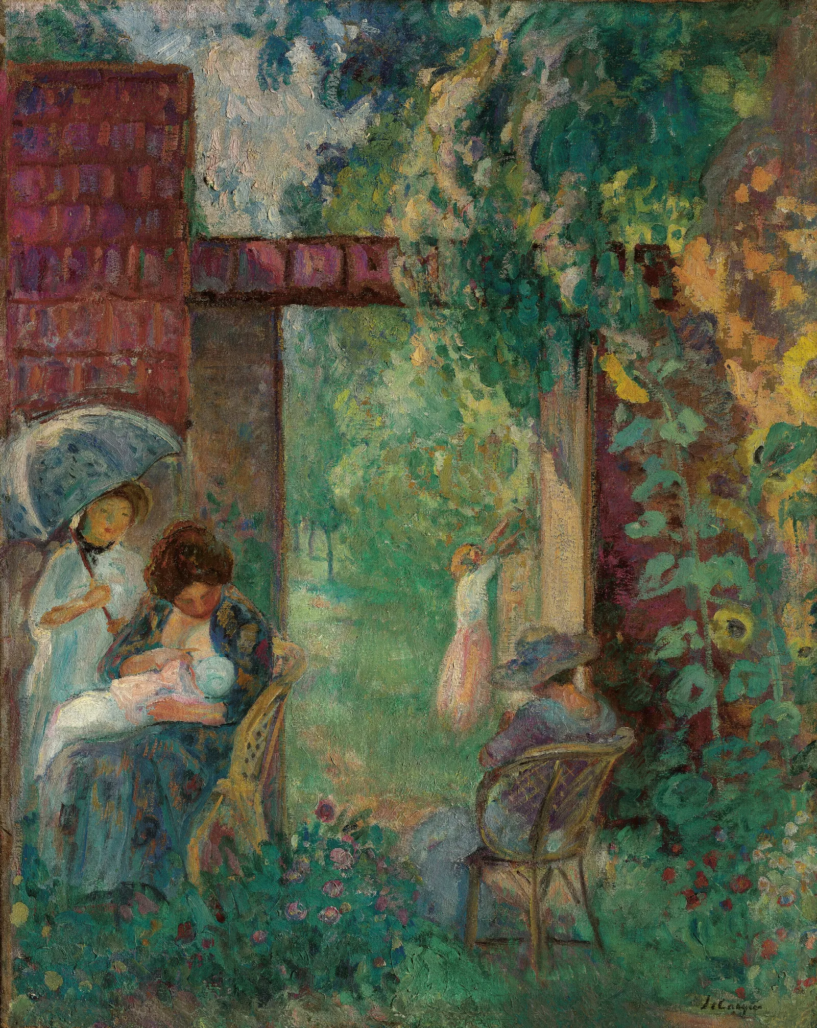 Femmes Et Enfants Dans Un Jardin En Ete Wall Art by Henri Lebasque - Canvas Print