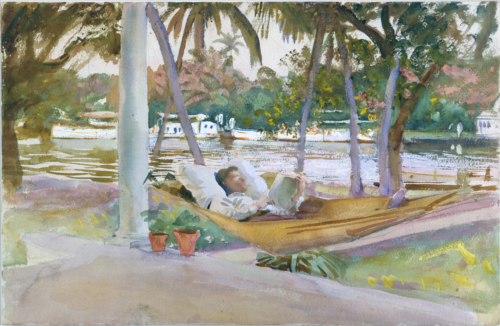 Figure In Hammock Florida Wall Art by John Singer Sargent - Canvas Print