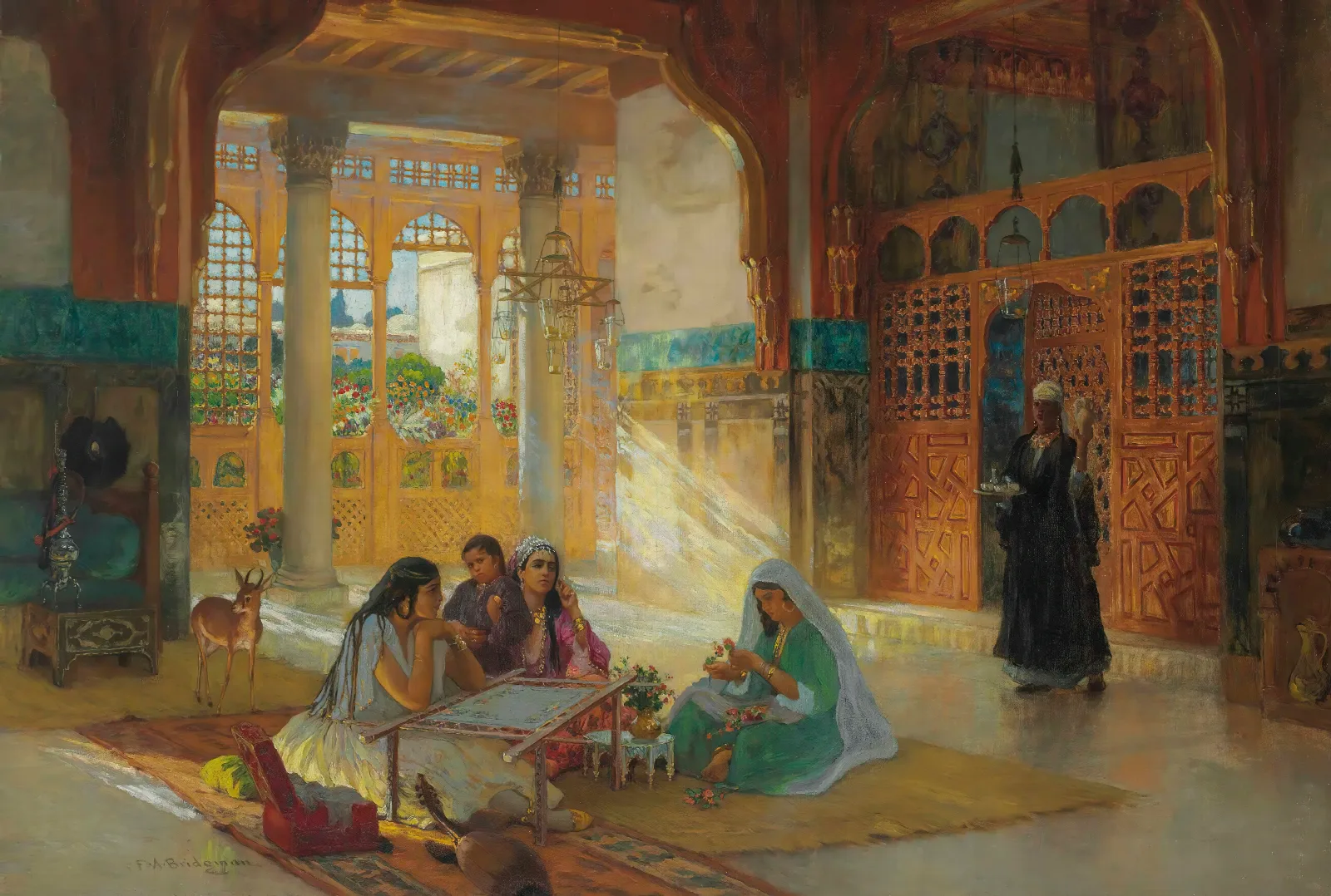 Interieur Dun Palais Arabe Wall Art by Frederick Arthur Bridgman - Canvas Print