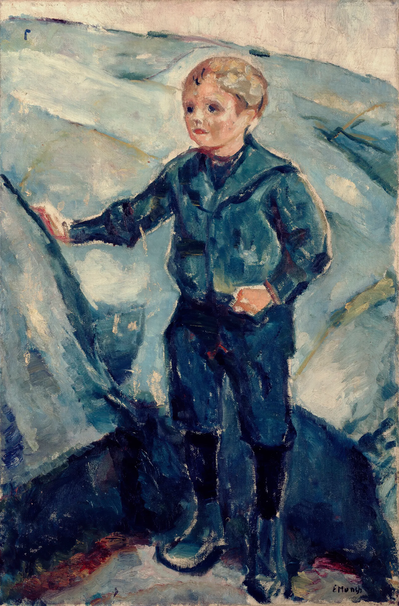 Boy In Blue Wall Art by Edvard Munch - Canvas Print