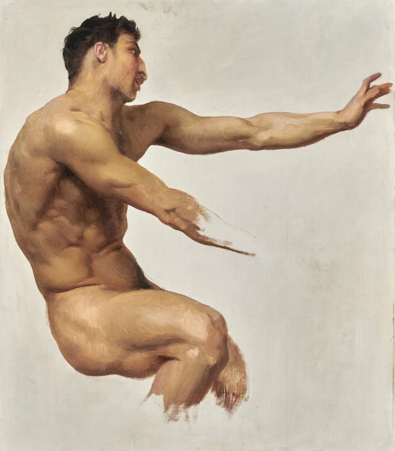 Study Of Satyr For Nymphs And Satyr Wall Art by William Bouguereau - Canvas Print