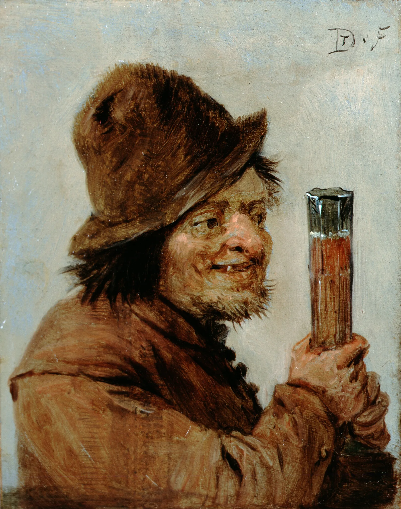 A Peasant Holding A Glass Wall Art by David Teniers The Younger - Canvas Print