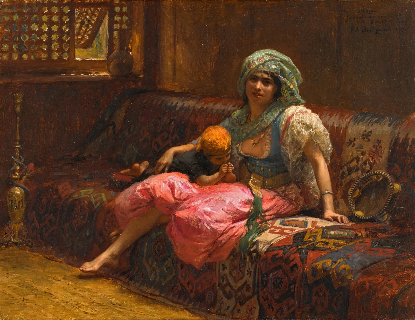 Tender Moments Wall Art by Frederick Arthur Bridgman - Canvas Print