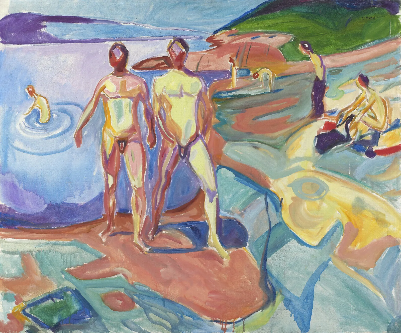 Bathing Men 3 Wall Art by Edvard Munch - Canvas Print