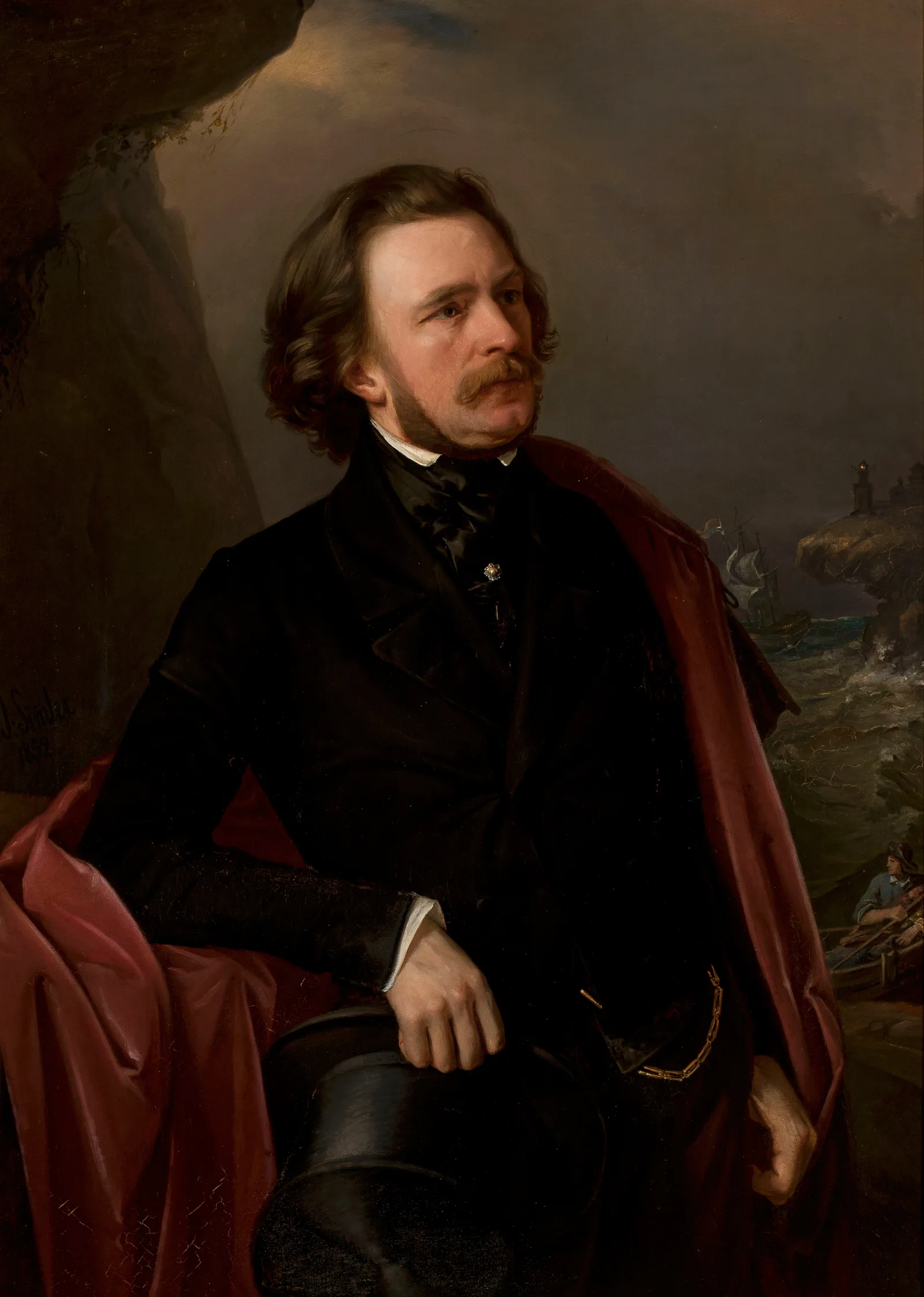 Portrait Of Doctor Teodor Teutold Tripplin Traveller 2 Wall Art by Józef Simmler - Canvas Print