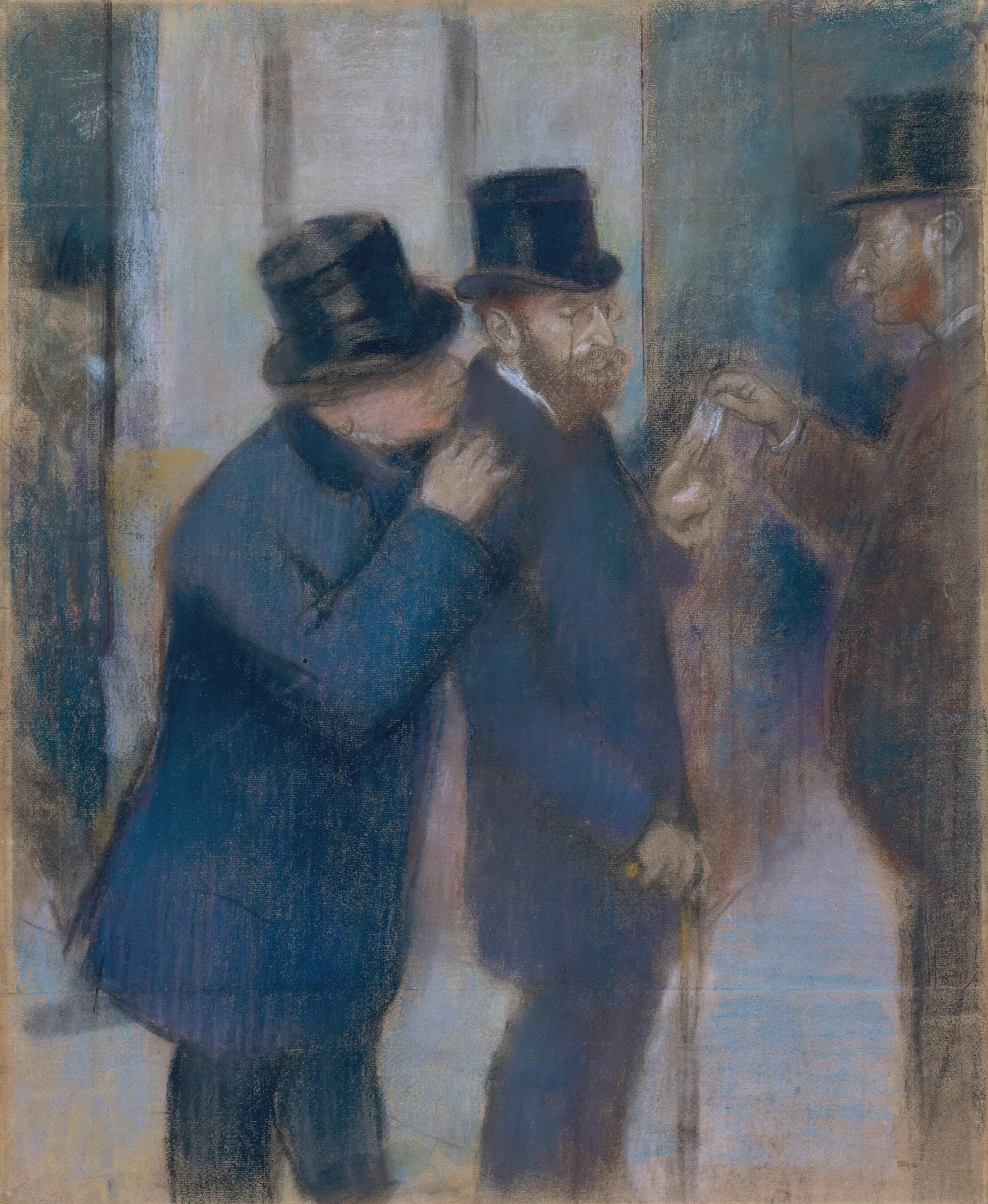 Portraits At The Stock Exchange 2 Wall Art by Edgar Degas - Canvas Print