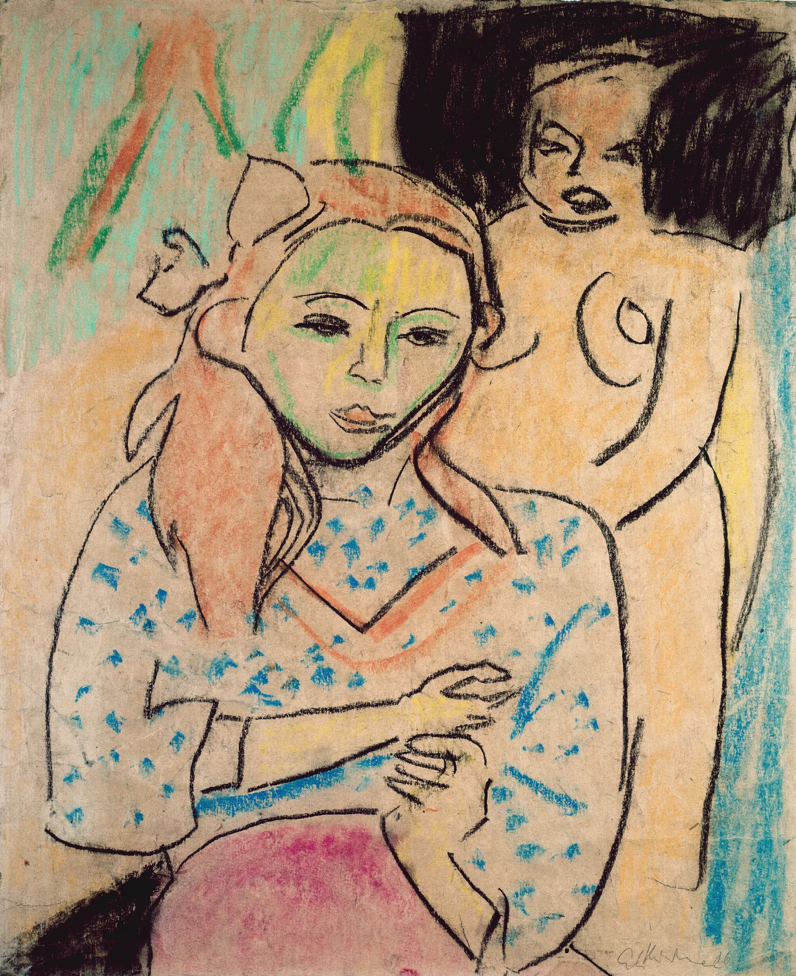 Franzi In Front Of A Carved Chair Wall Art by Ernst Ludwig Kirchner - Canvas Print