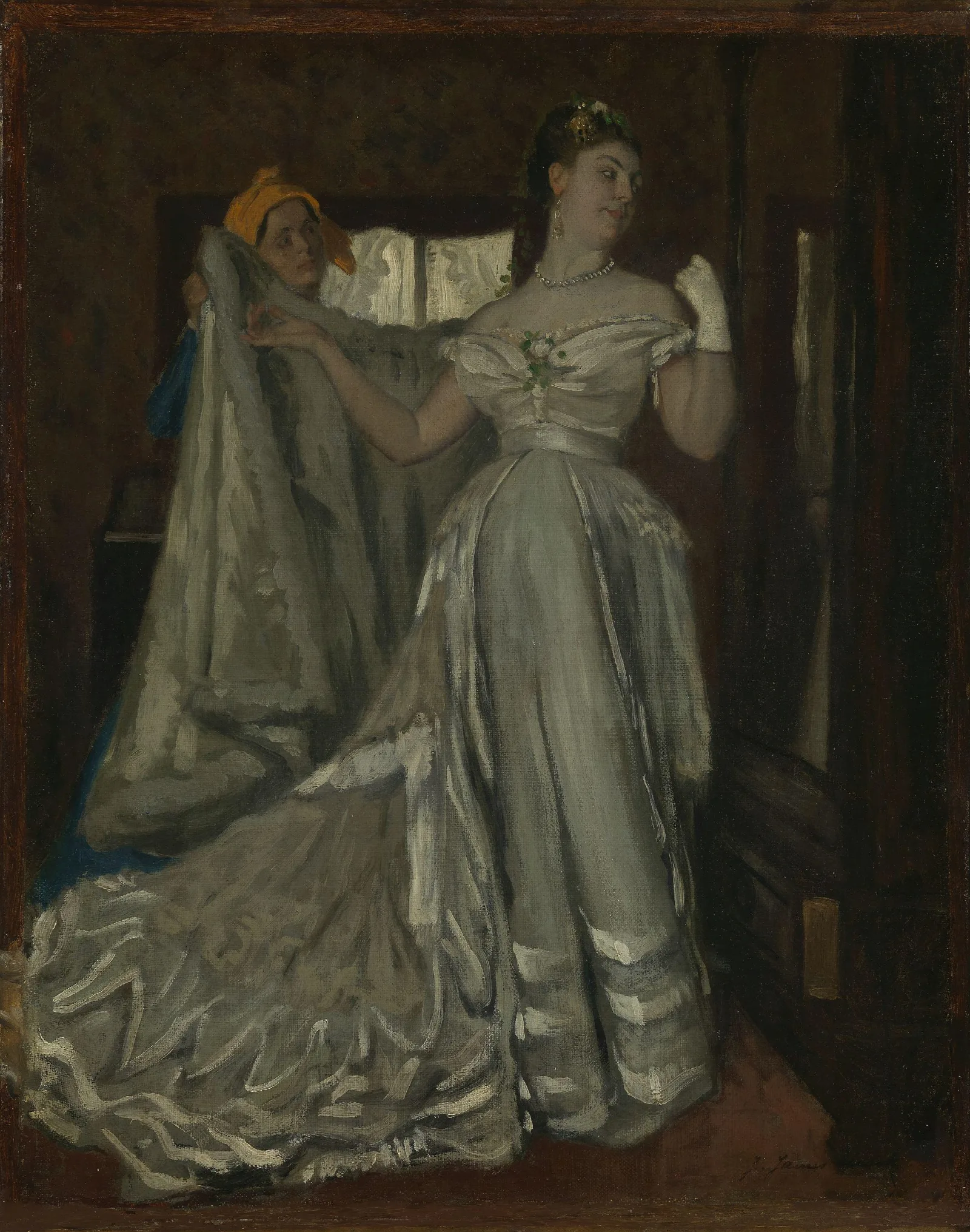 Lady And Chambermaid Wall Art by James Tissot - Canvas Print