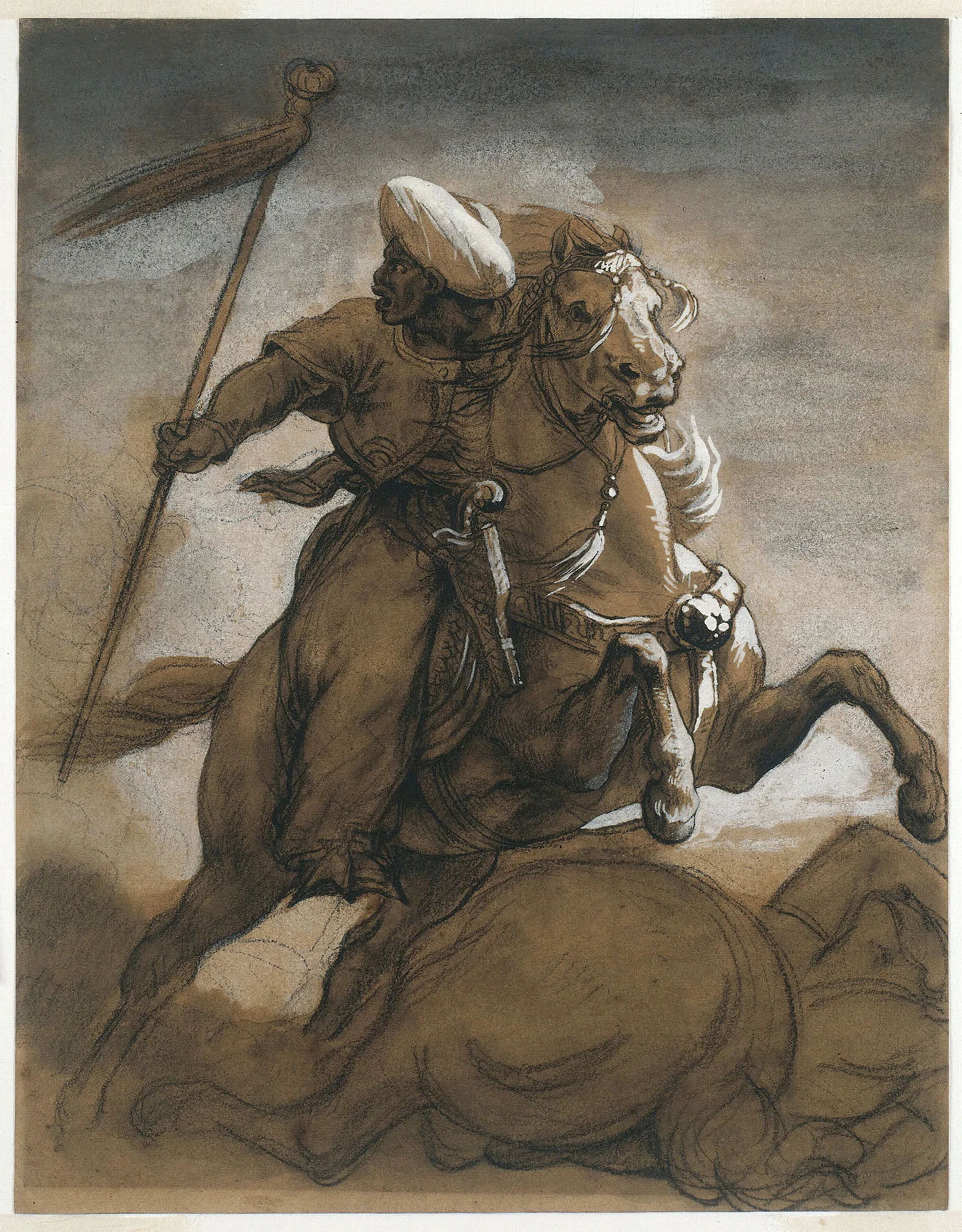 Turkish Cavalier In Combat Wall Art by Théodore Géricault - Canvas Print