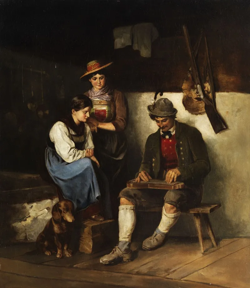 The Zitherplayer Wall Art by Franz von Defregger - Canvas Print