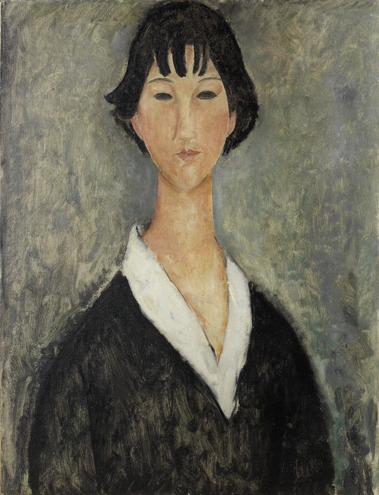 Jeune Fille Aux Cheveux Noirs Wall Art by Amedeo Modigliani - Canvas Print