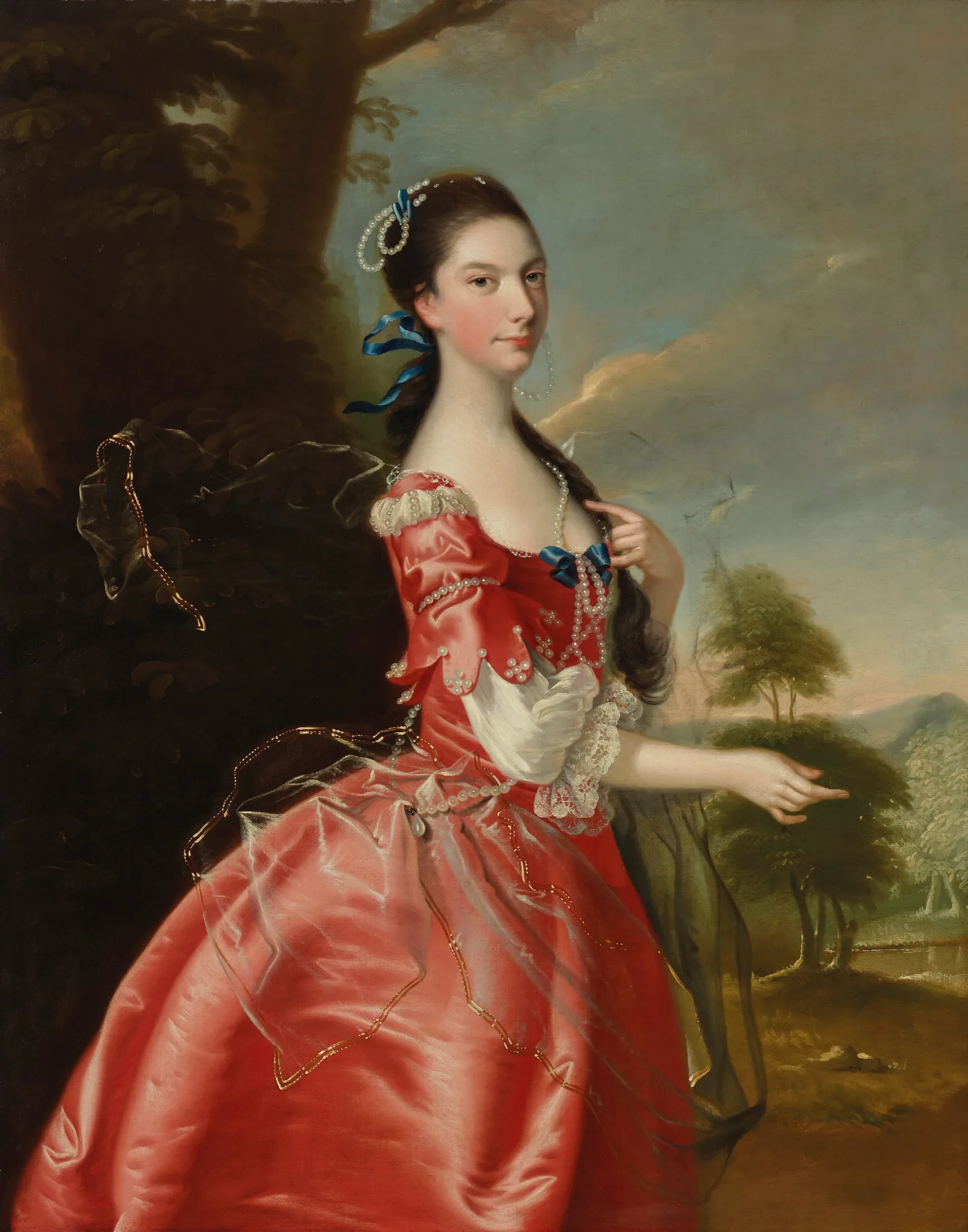 Portrait Of Miss Ann Carver Before A Landscape Wall Art by Joseph Wright of Derby - Canvas Print