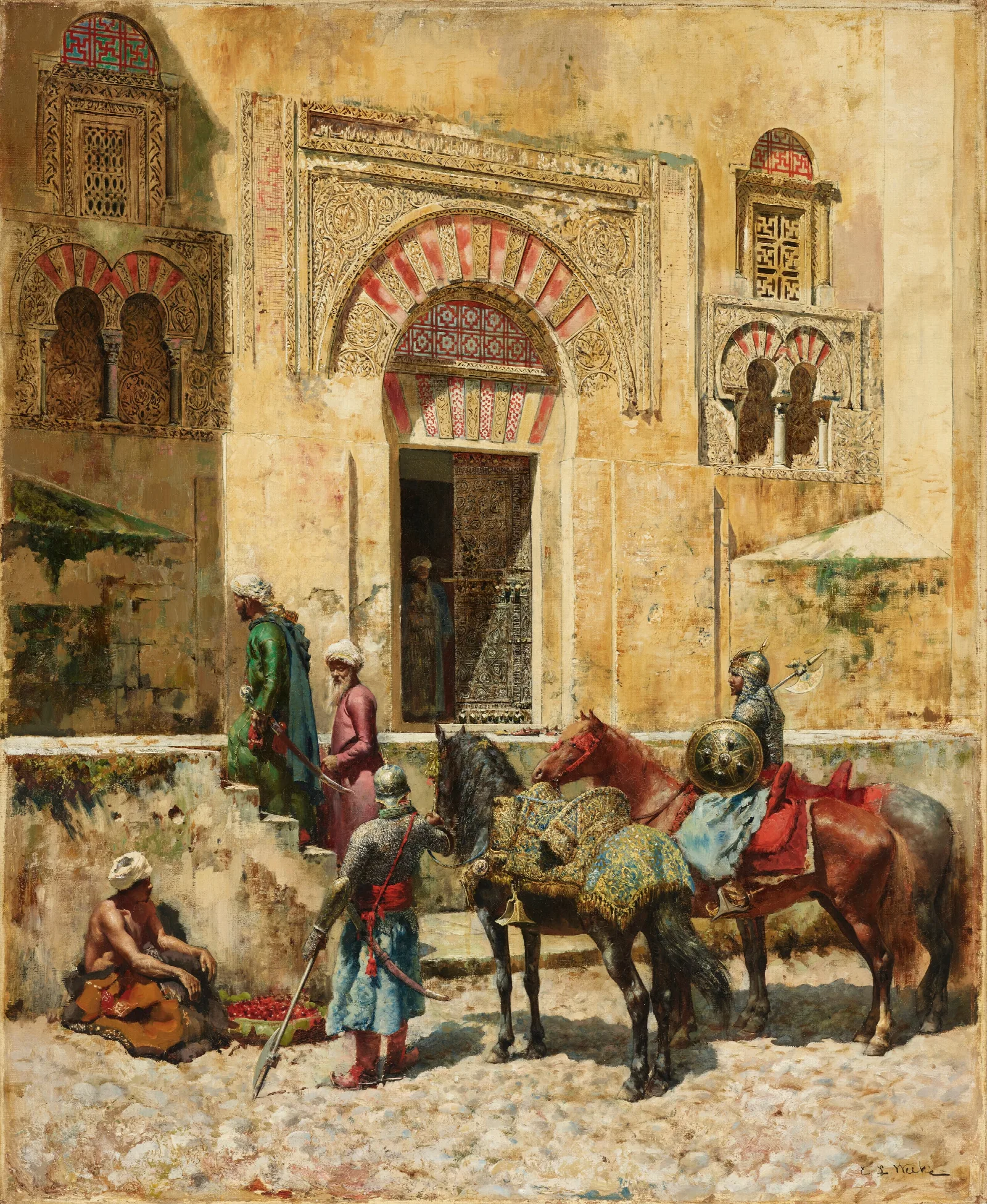 Entering The Mosque Wall Art by Edwin Lord Weeks - Canvas Print