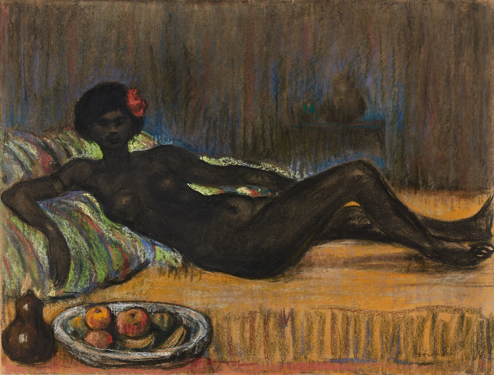 Masseida Nue Allongee Sur Un Divan Wall Art by Théophile Alexandre Steinlen - Canvas Print