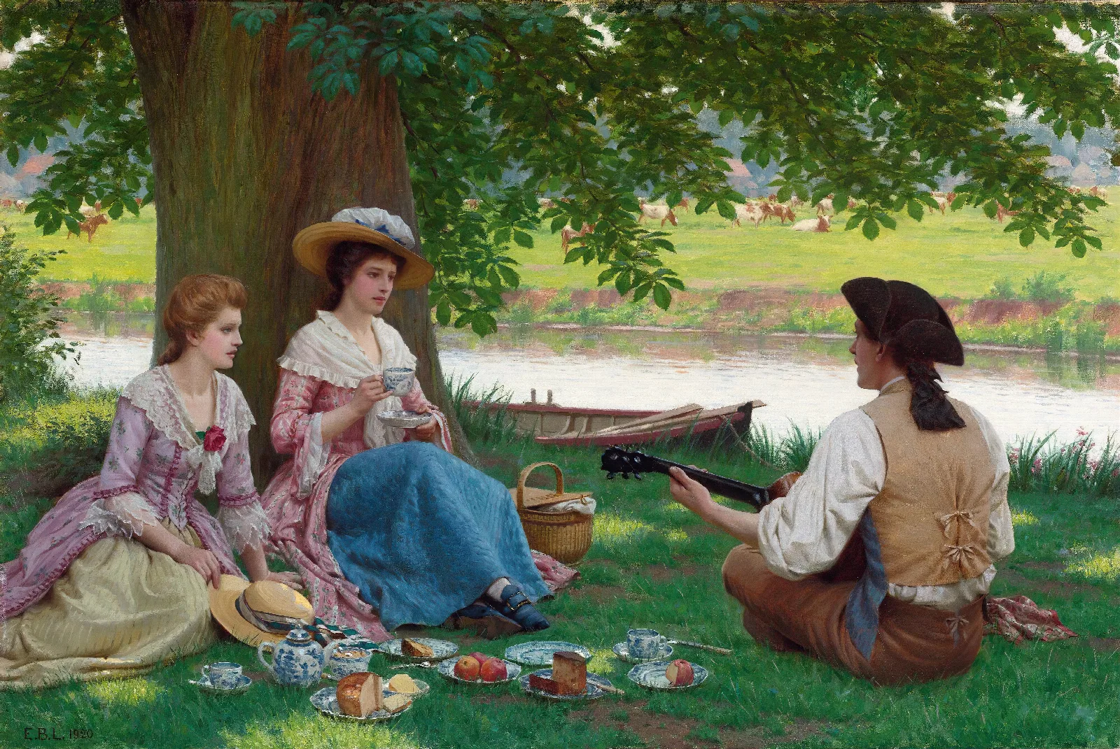 A Picnic Party Wall Art by Edmund Blair Leighton - Canvas Print