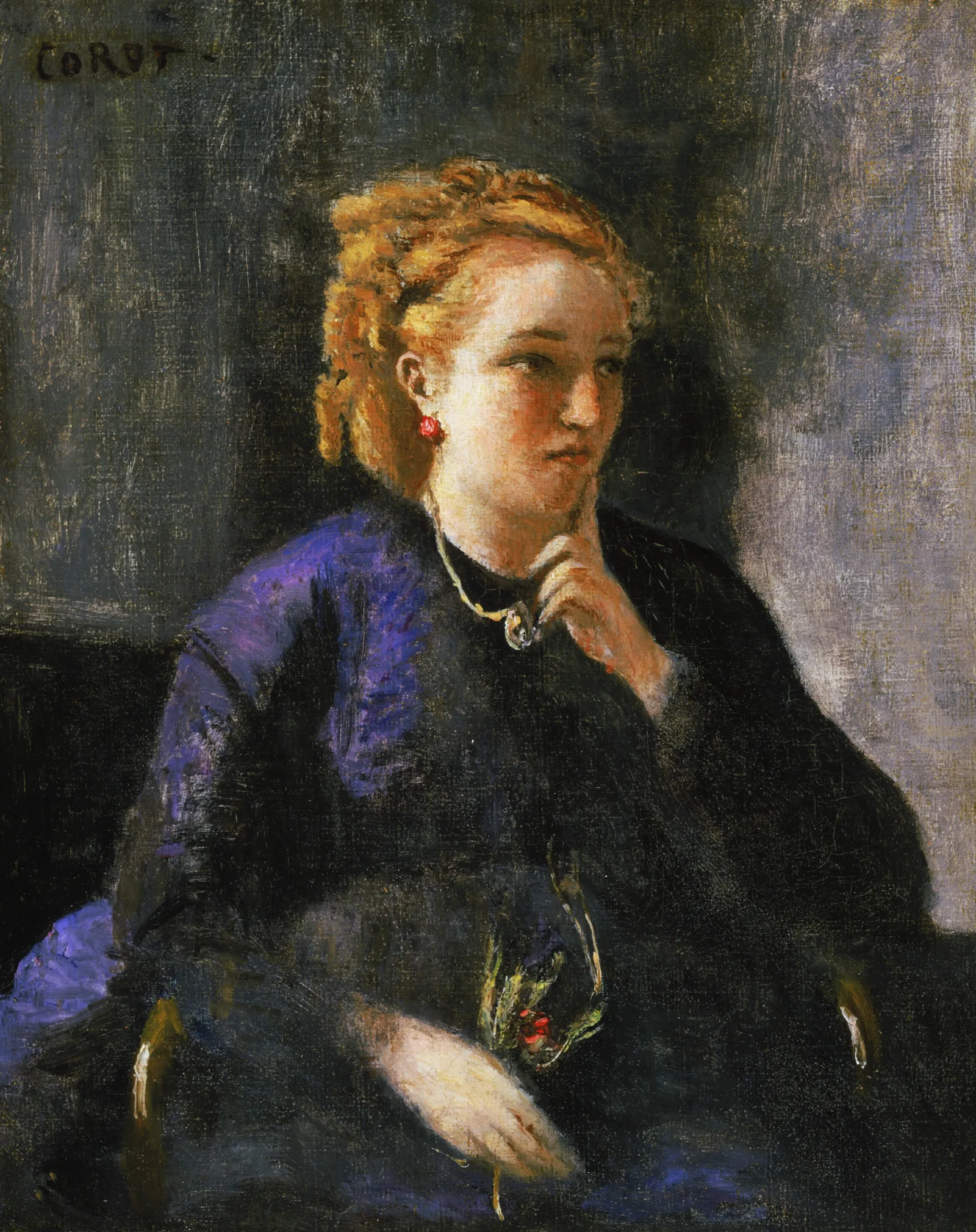 Portrait Of A Woman 44 Wall Art by Jean-Baptiste-Camille Corot - Canvas Print