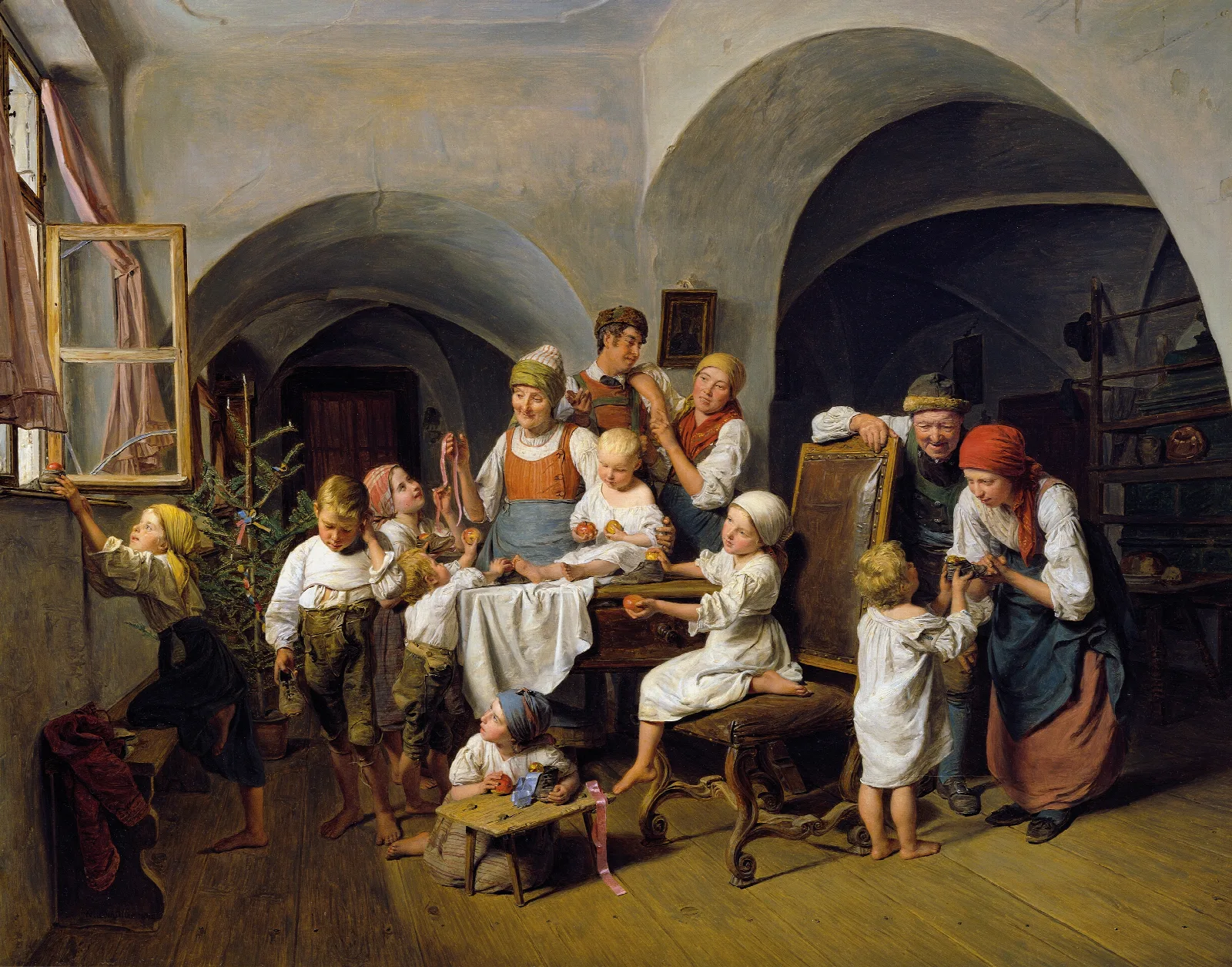 Christmas Morning 2 Wall Art by Ferdinand Georg Waldmüller - Canvas Print