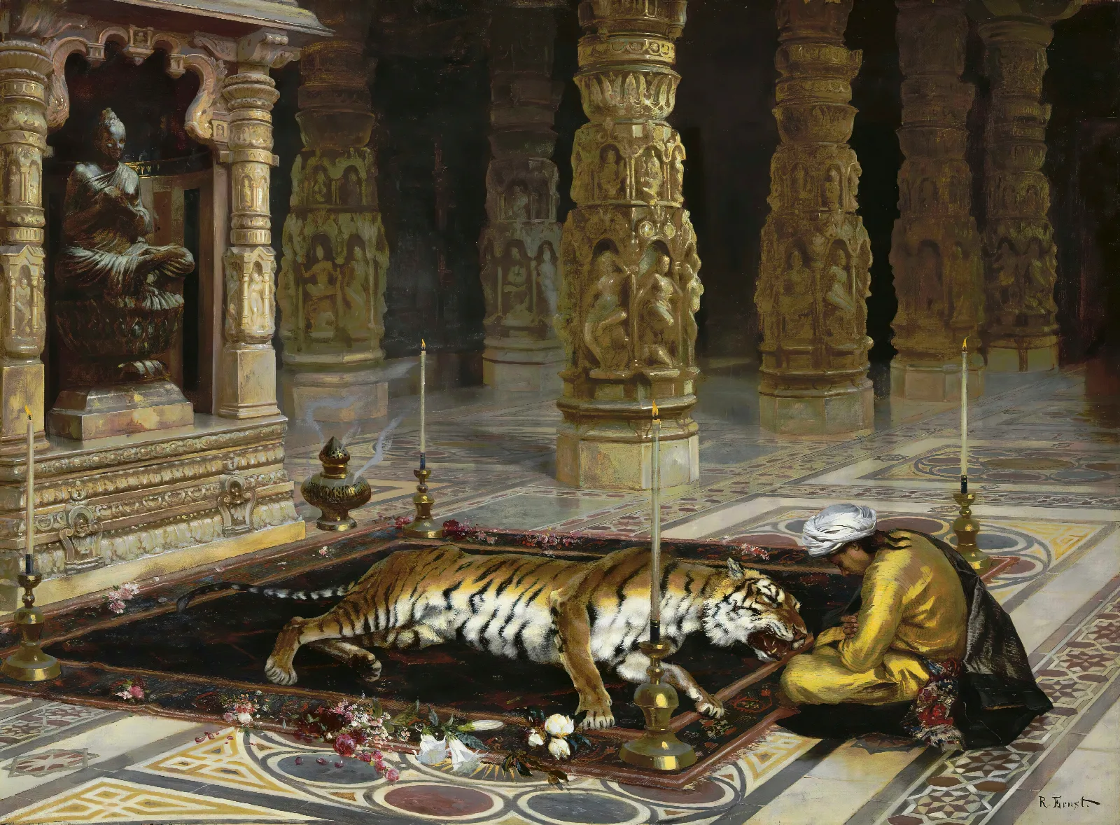 Honoring The Tiger Wall Art by Rudolf Ernst - Canvas Print