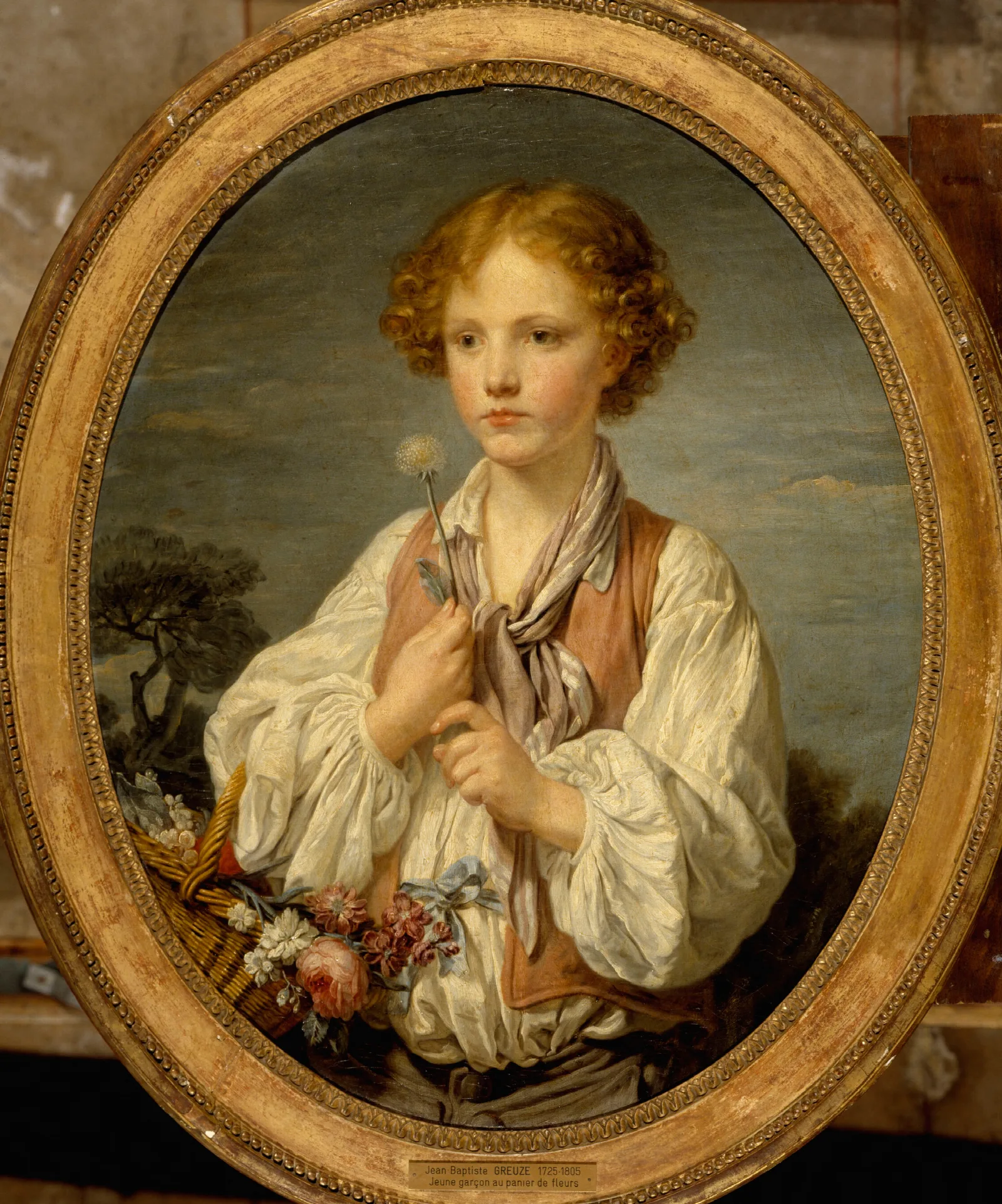 Jeune Berger Qui Tente Le Sort Pour Savoir Sil Est Aime De Sa Bergere Wall Art by Jean-Baptiste Greuze - Canvas Print