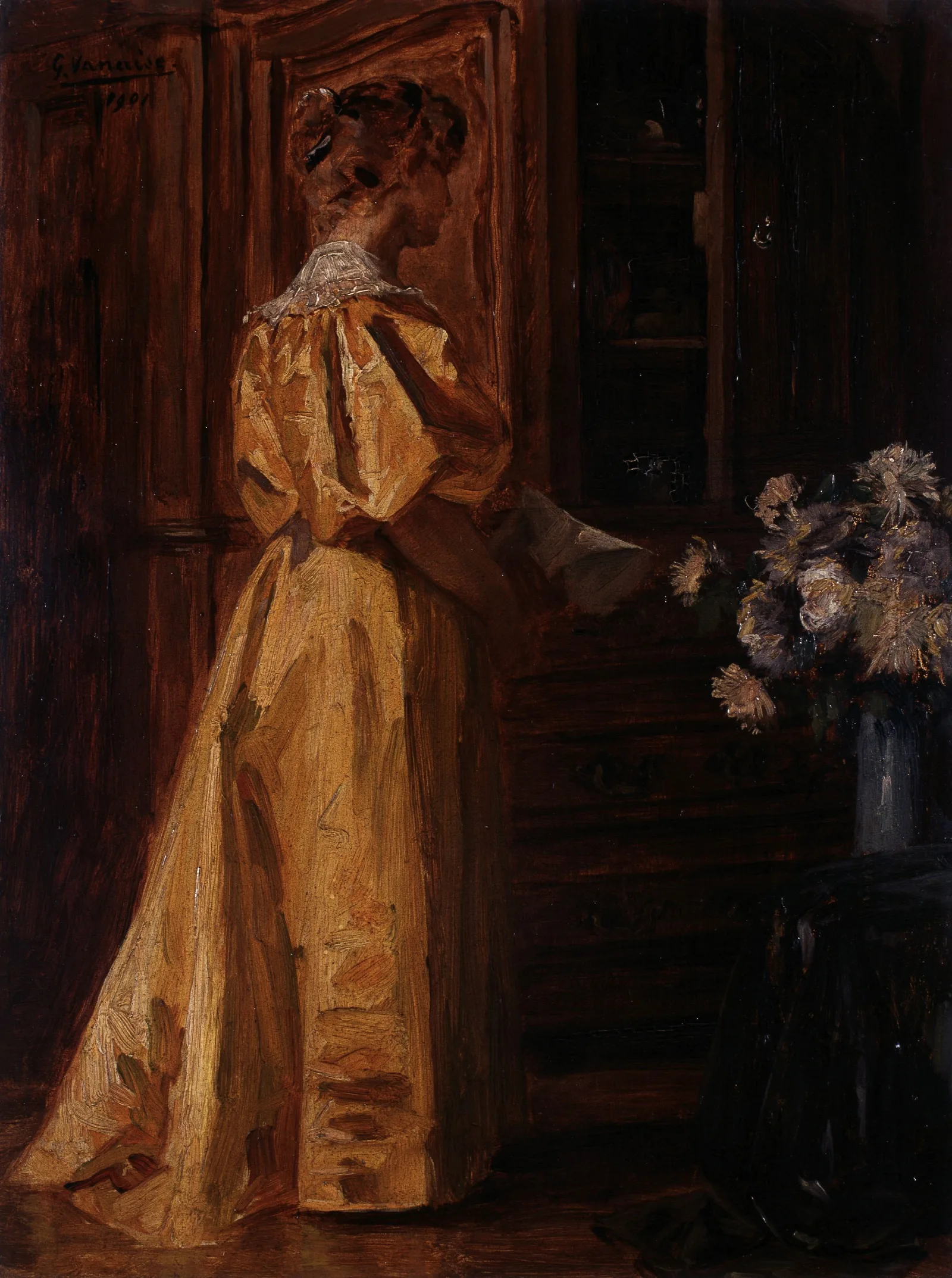 A Young Woman Study 2 Wall Art by Gustave Vanaise - Canvas Print