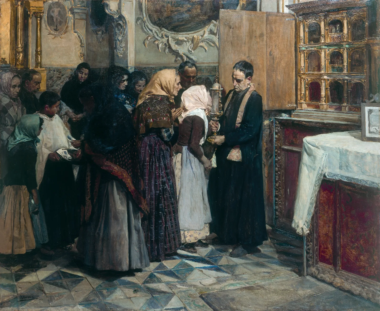 Kissing The Relic Wall Art by Joaquín Sorolla - Canvas Print