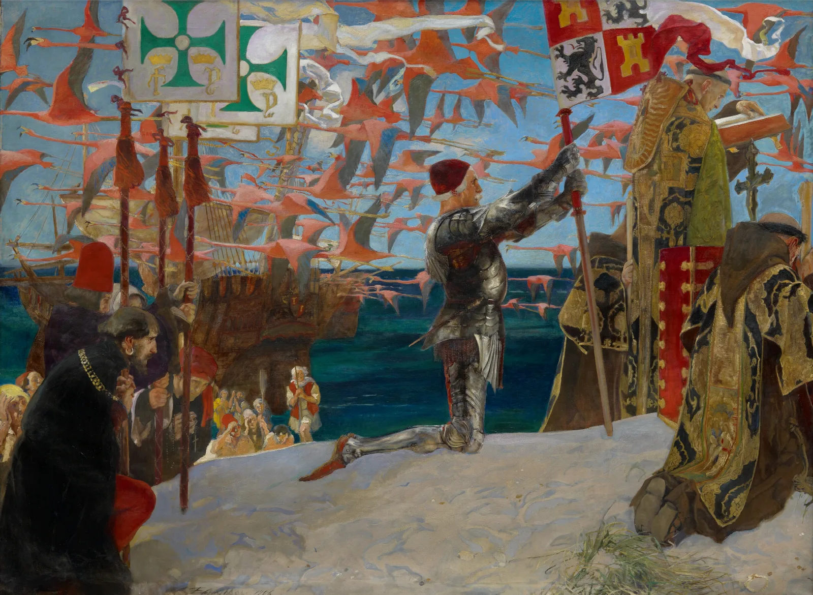 Columbus In The New World Wall Art by Edwin Austin Abbey - Canvas Print