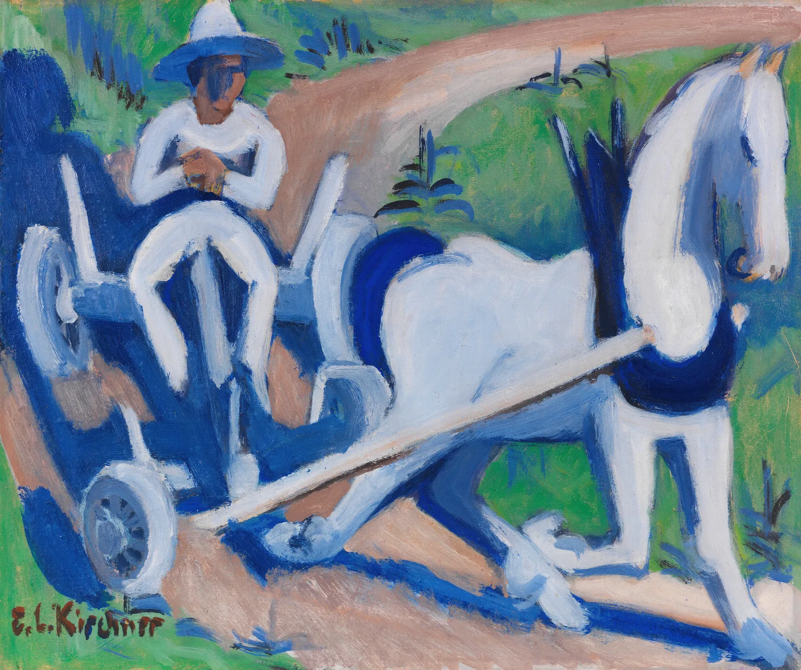 Bauernwagen Mit Pferd Wall Art by Ernst Ludwig Kirchner - Canvas Print
