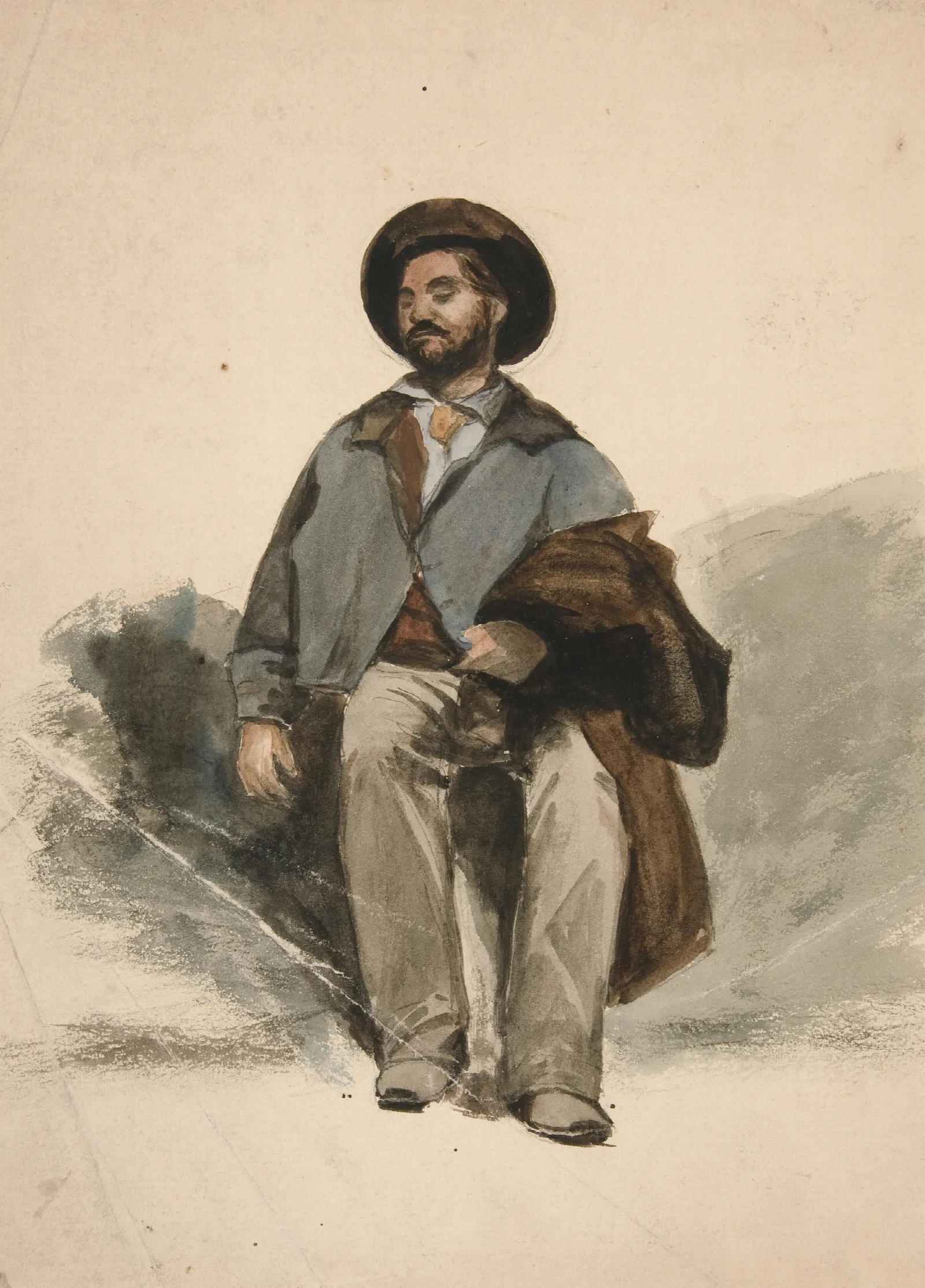 Study Of A Seated Man Wall Art by Edwin Austin Abbey - Canvas Print