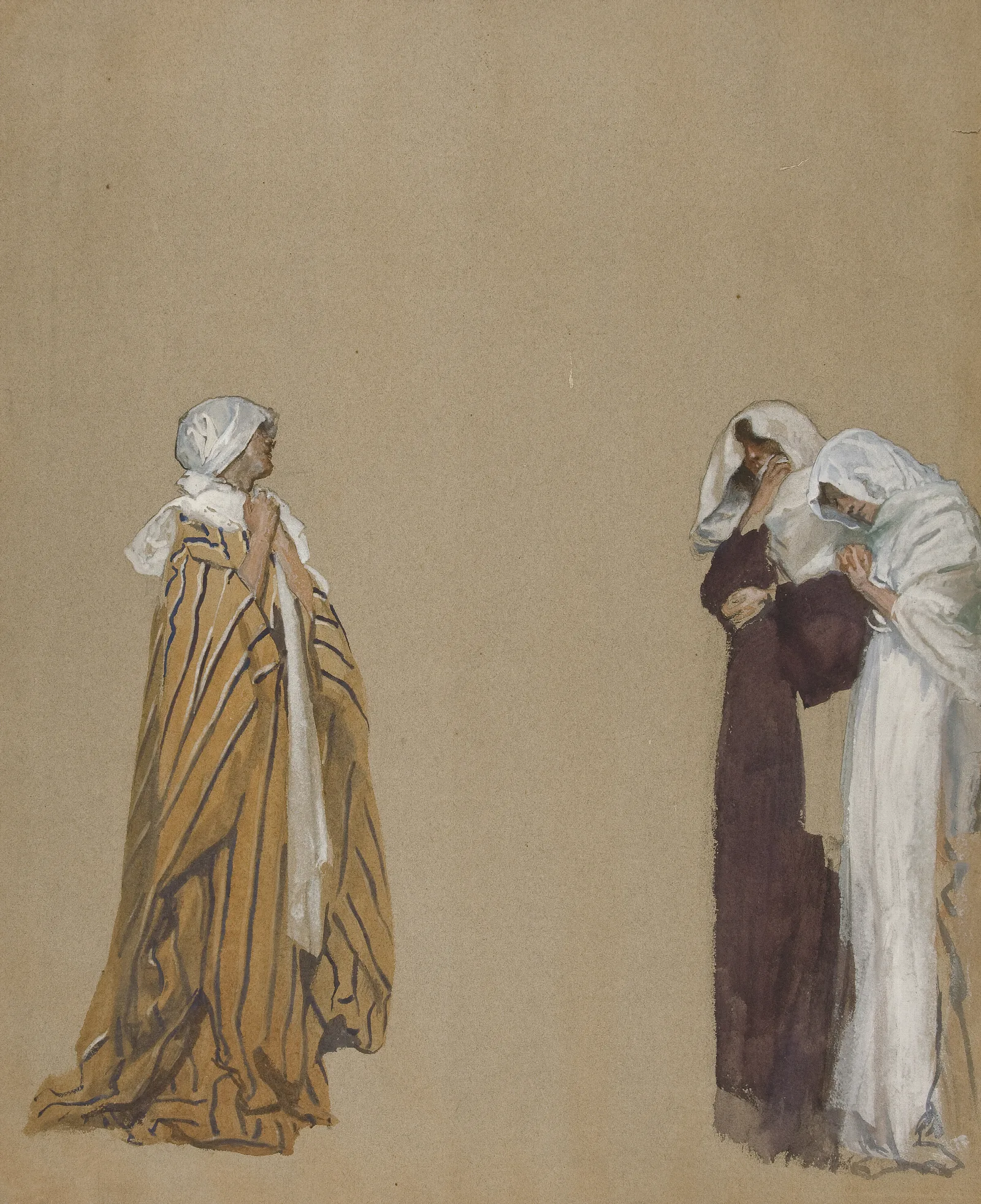 Study Three Figures Wall Art by Edwin Austin Abbey - Canvas Print