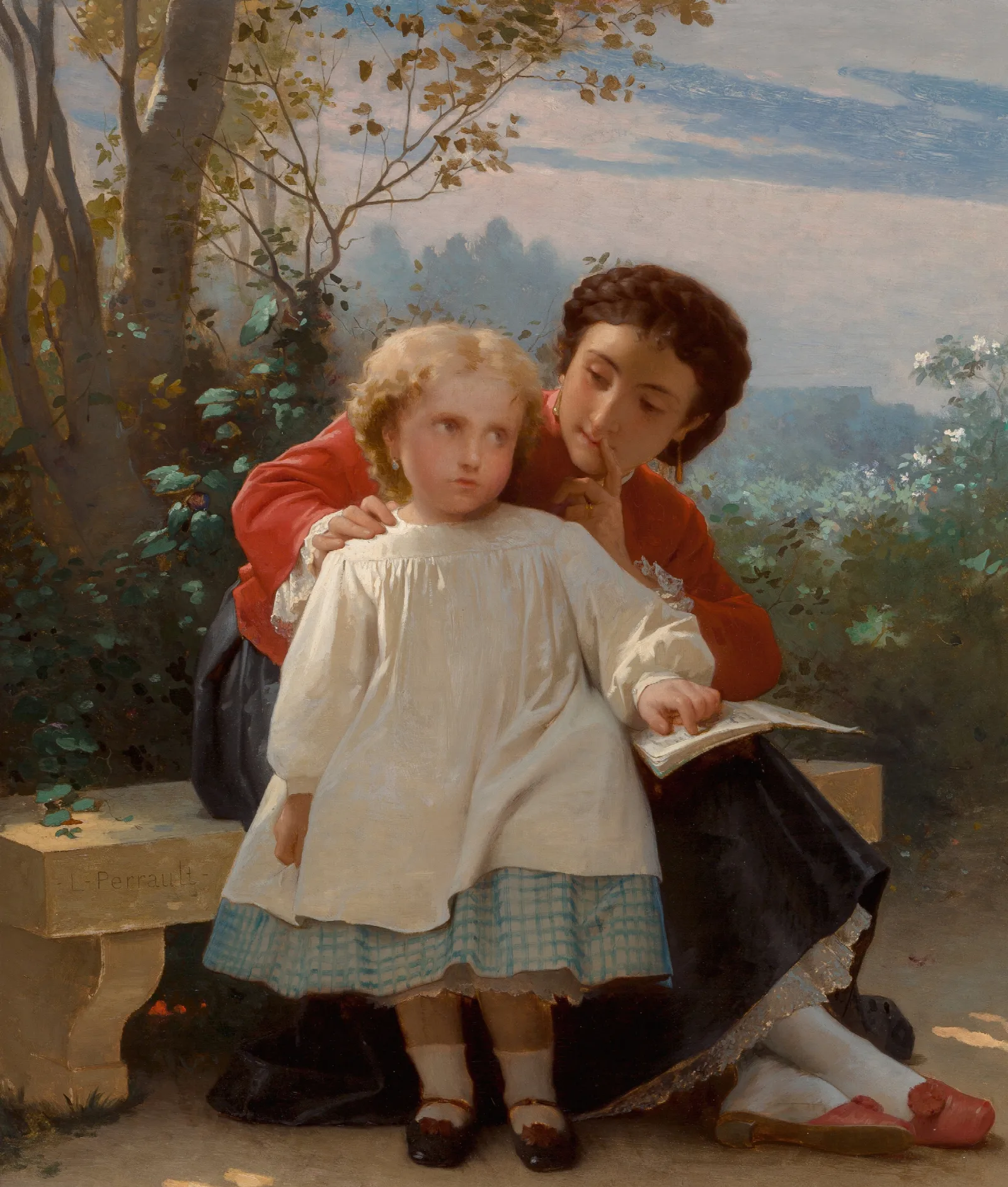 A Reading Lesson Wall Art by Léon-Jean-Basile Perrault - Canvas Print