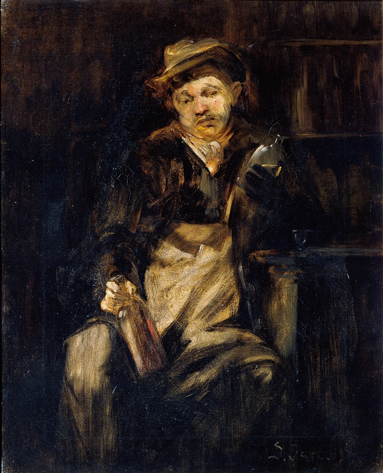 Der Trinker Wall Art by Jozef Israëls - Canvas Print