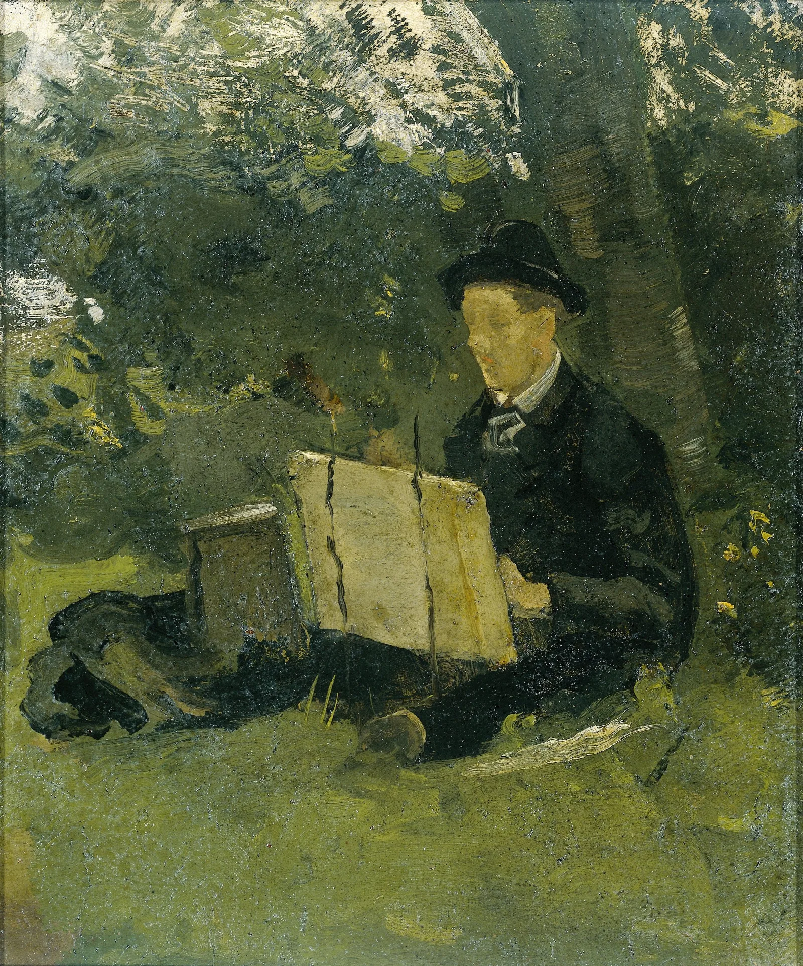 Jan Verkade 1868 1946 Painting Under A Tree At Hattem Wall Art by Richard Nicolaüs Roland Holst - Canvas Print