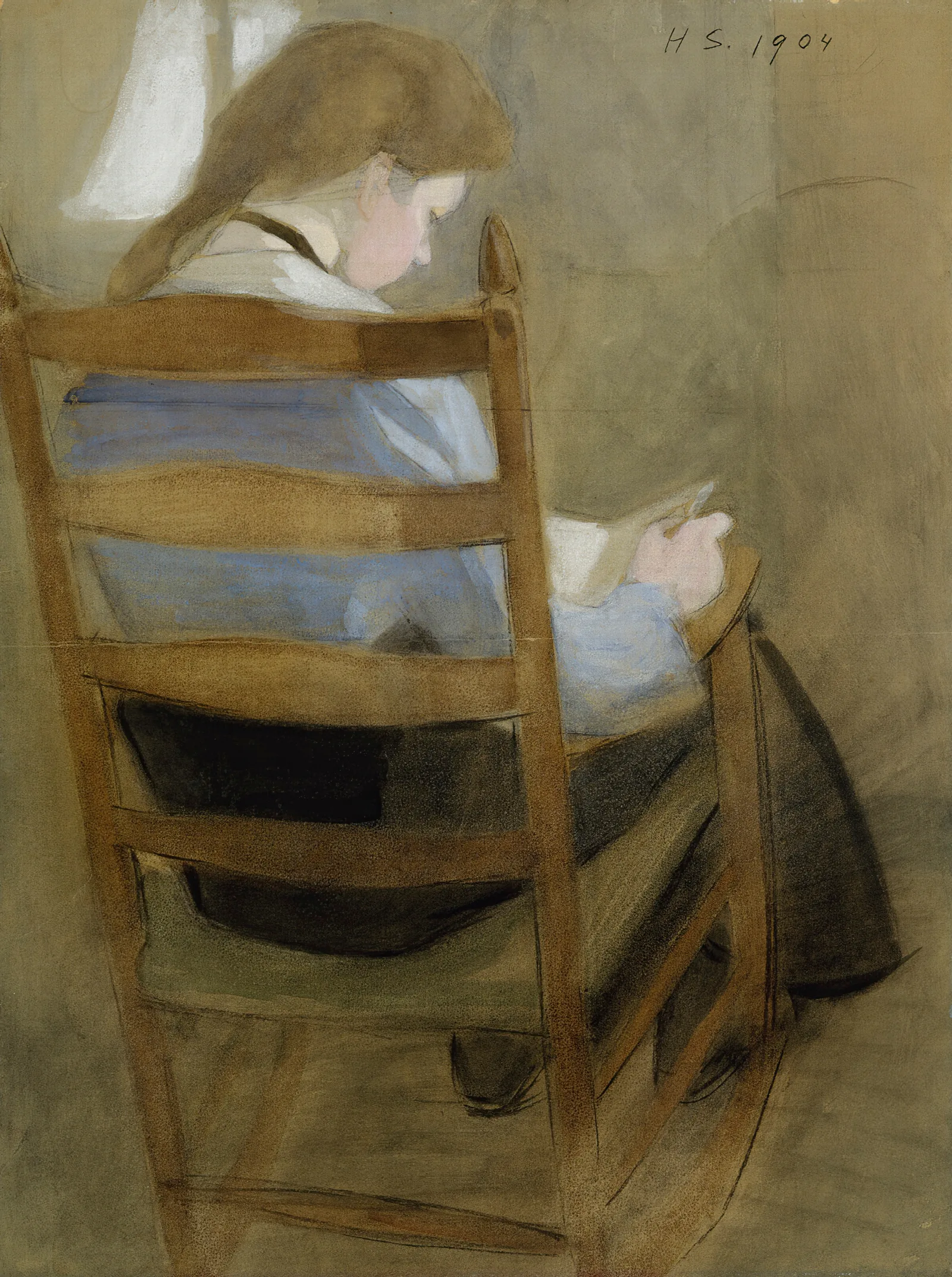 Girl Reading Seated Girl Wall Art by Helene Schjerfbeck - Canvas Print
