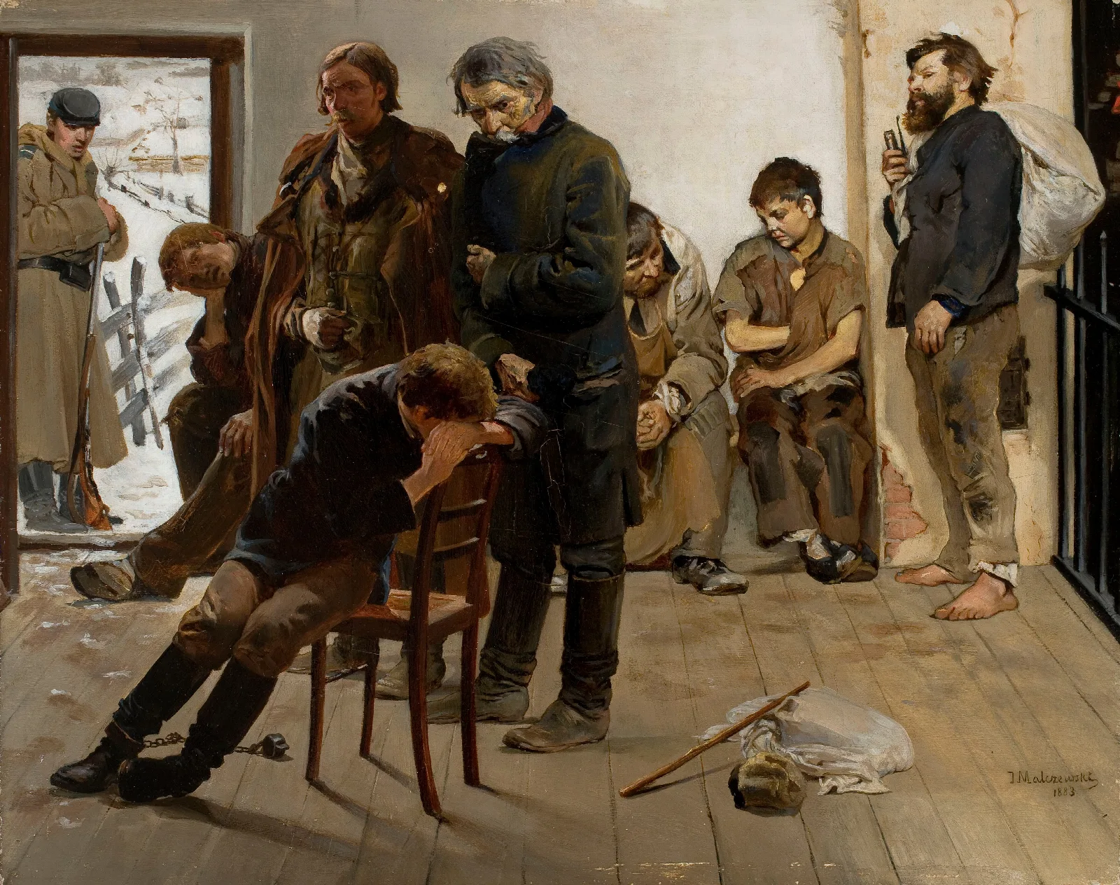 Stopover During The Transport Of Deportees To Siberia Convicts Wall Art by Jacek Malczewski - Canvas Print