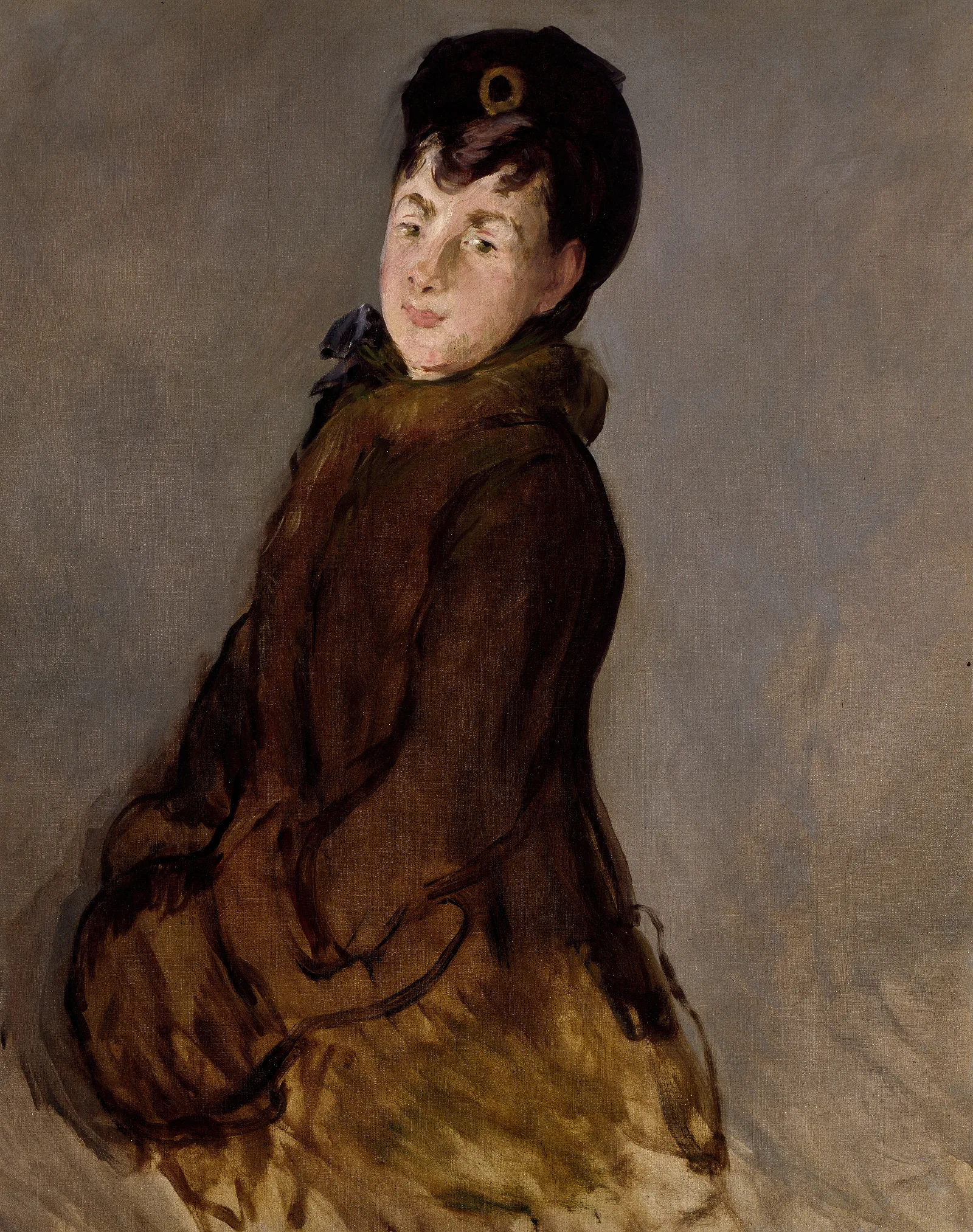 Portrait Of Isabelle Lemonnier With A Muff Wall Art by Édouard Manet - Canvas Print