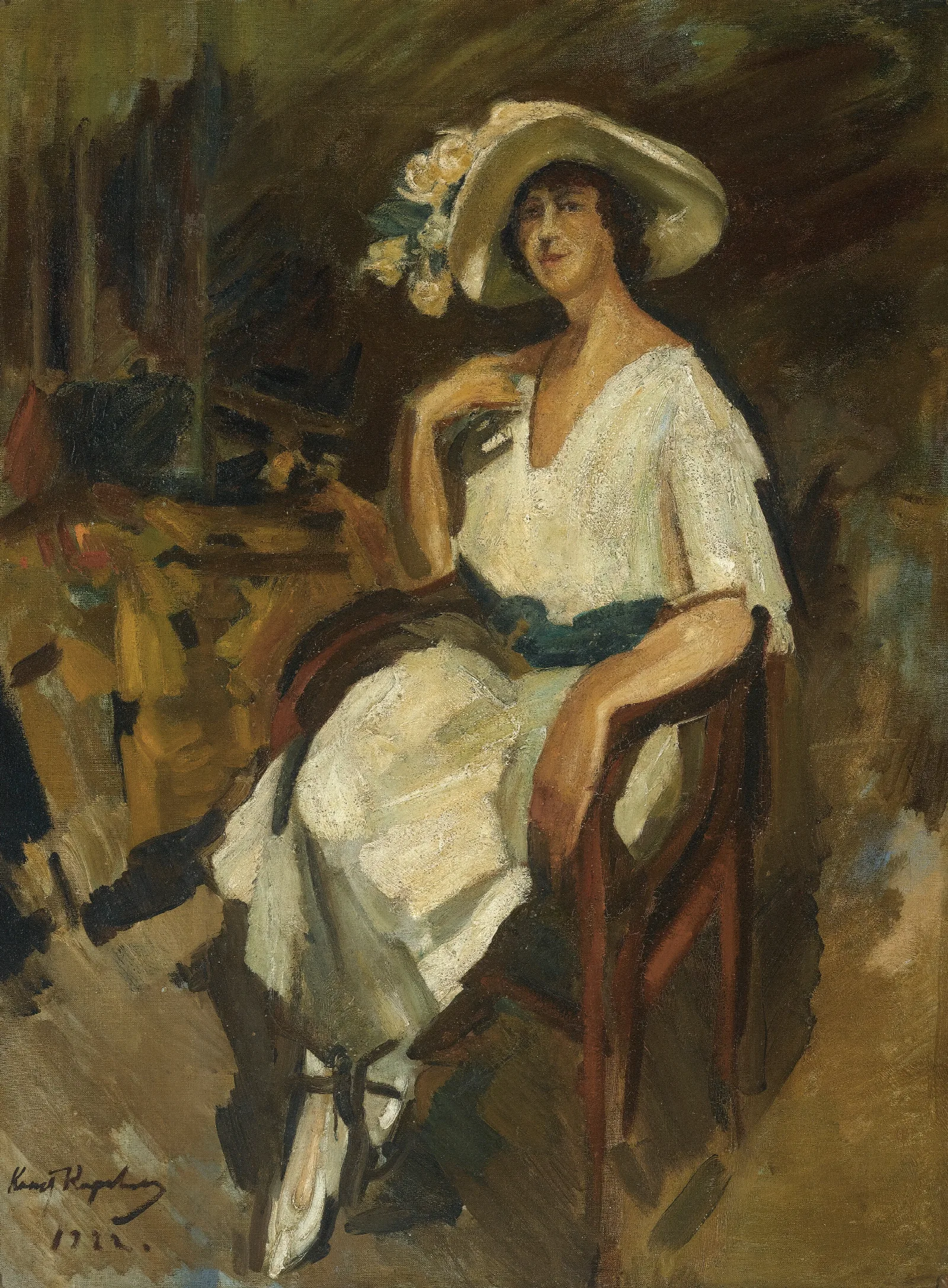 Portrait Of Madame Maria Rubin Wall Art by Konstantin Alexeevich Korovin - Canvas Print