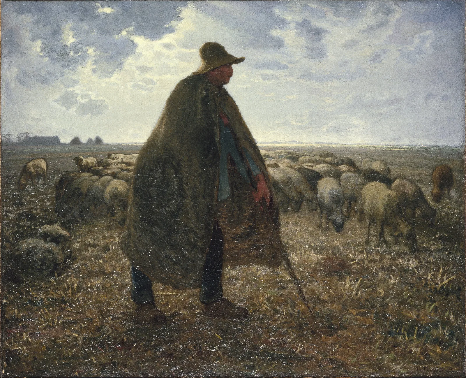 Shepherd Tending His Flock Wall Art by Jean-François Millet - Canvas Print