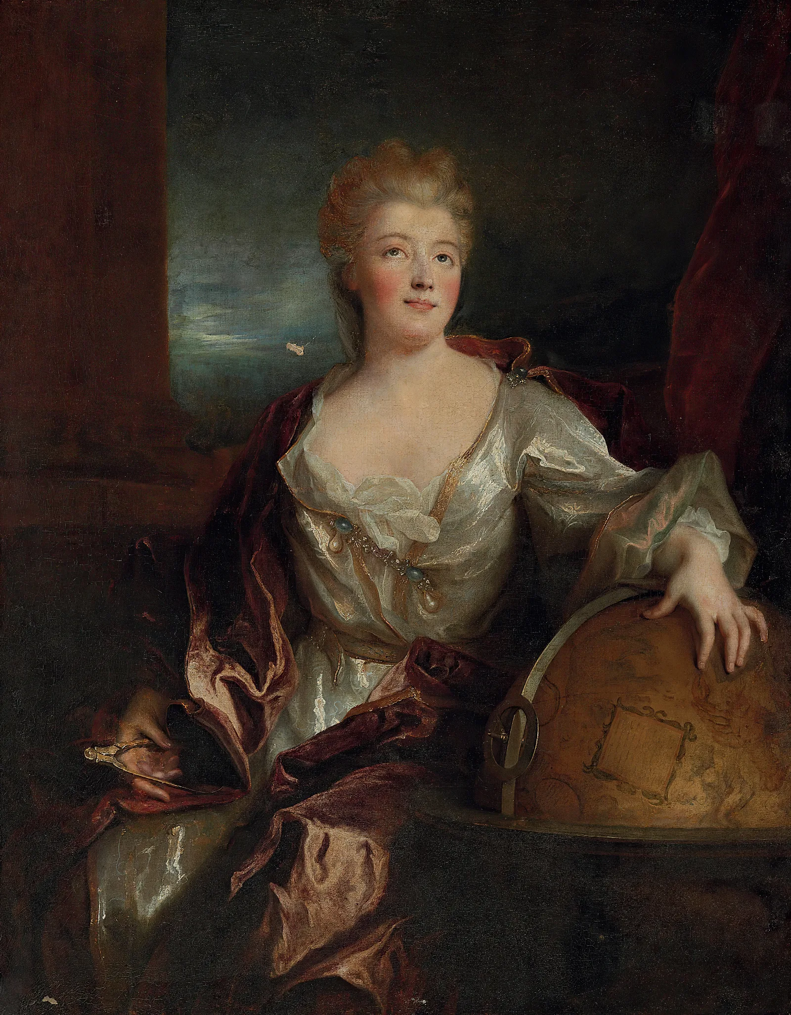 Portrait Of Gabrielle Emilie Le Tonnelier De Breteuil Marquise Du Chatelet Wall Art by Nicolas de Largillière - Canvas Print
