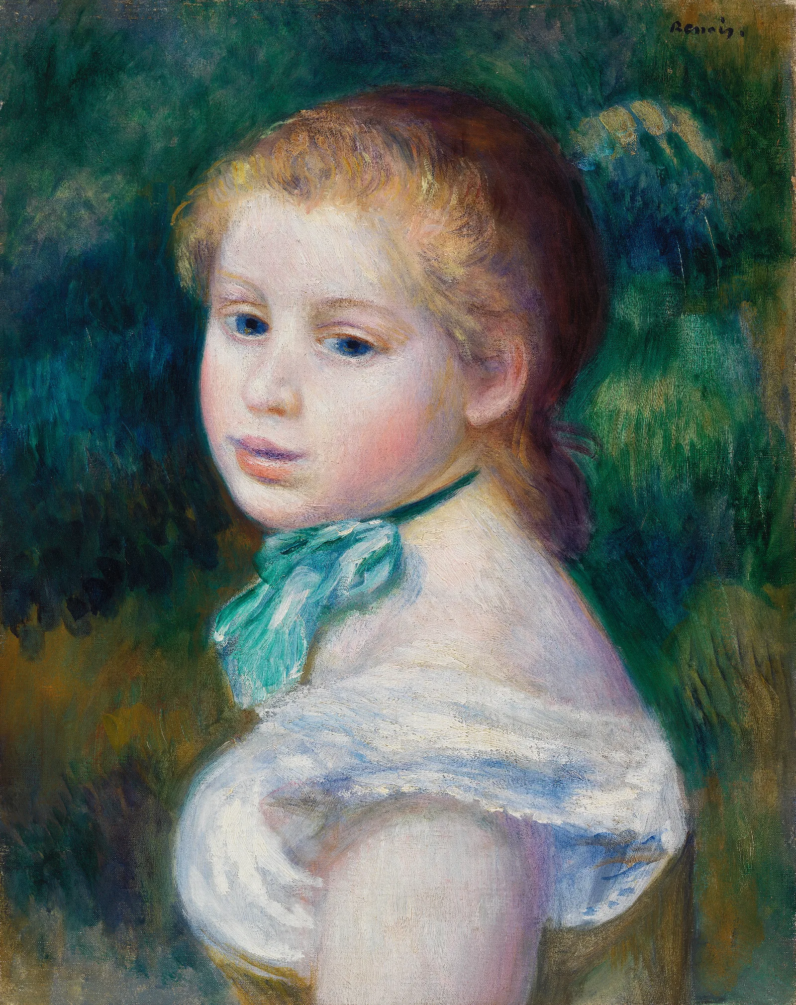 Head Of Young Girl Tete De Jeune Fille Wall Art by Pierre-Auguste Renoir - Canvas Print